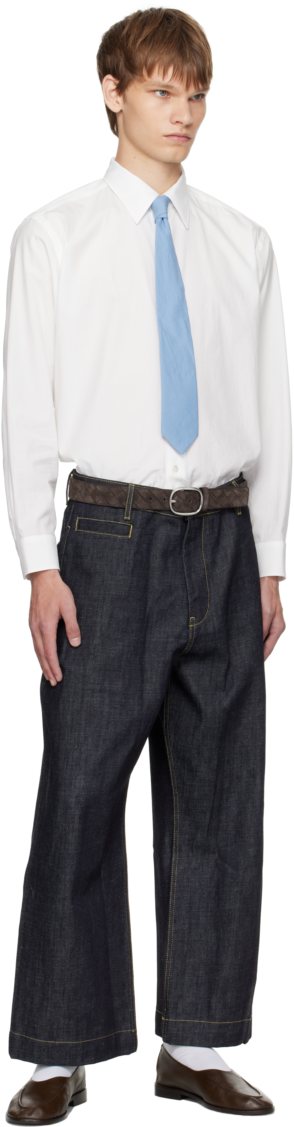 Auralee White Washed Finx Twill Shirt In White