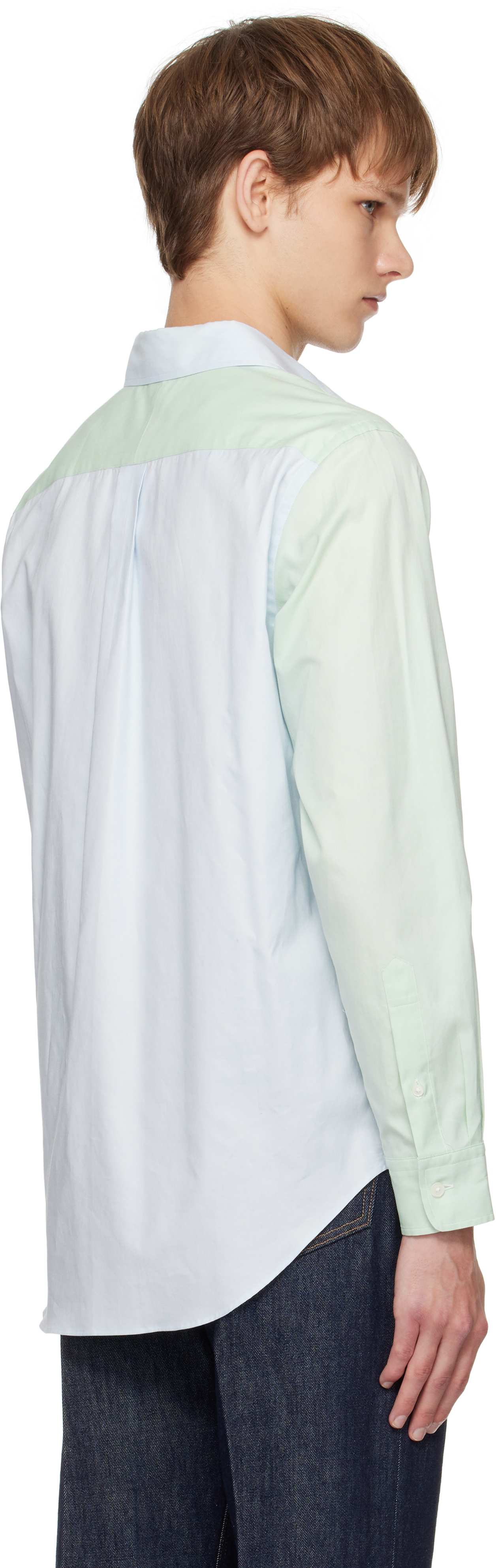 Auralee Green & Blue Finx Ox Chambray Shirt In Blue