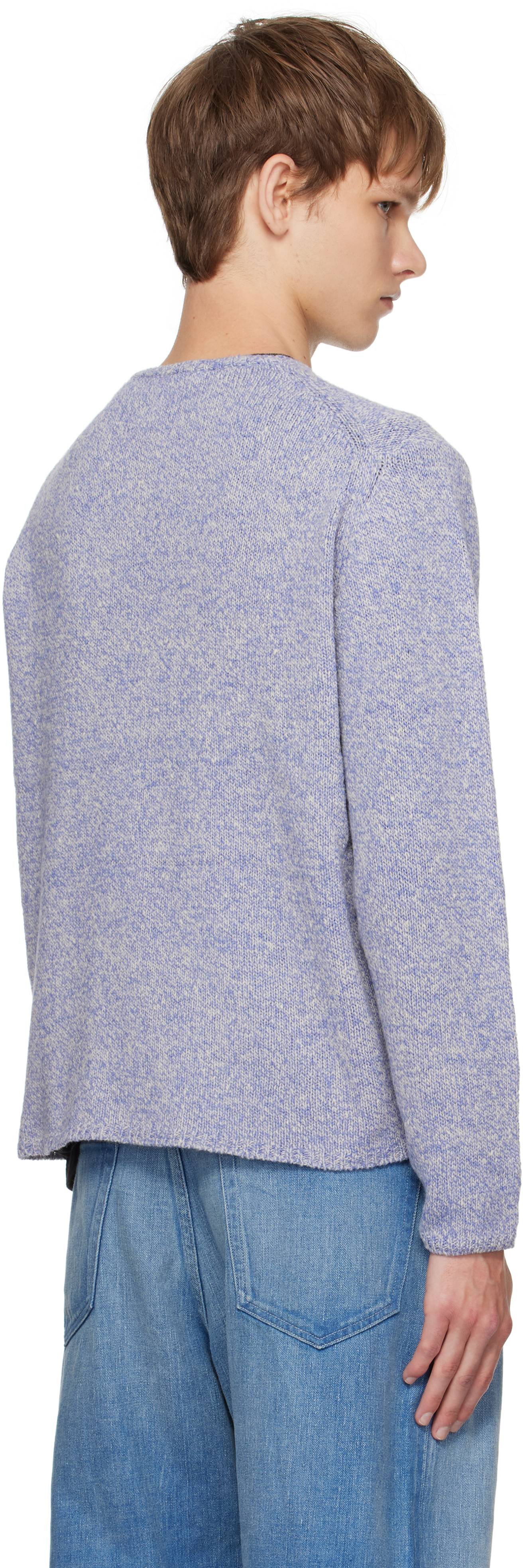 Auralee Purple Airy Silk Wool Knit Sweater In Blue