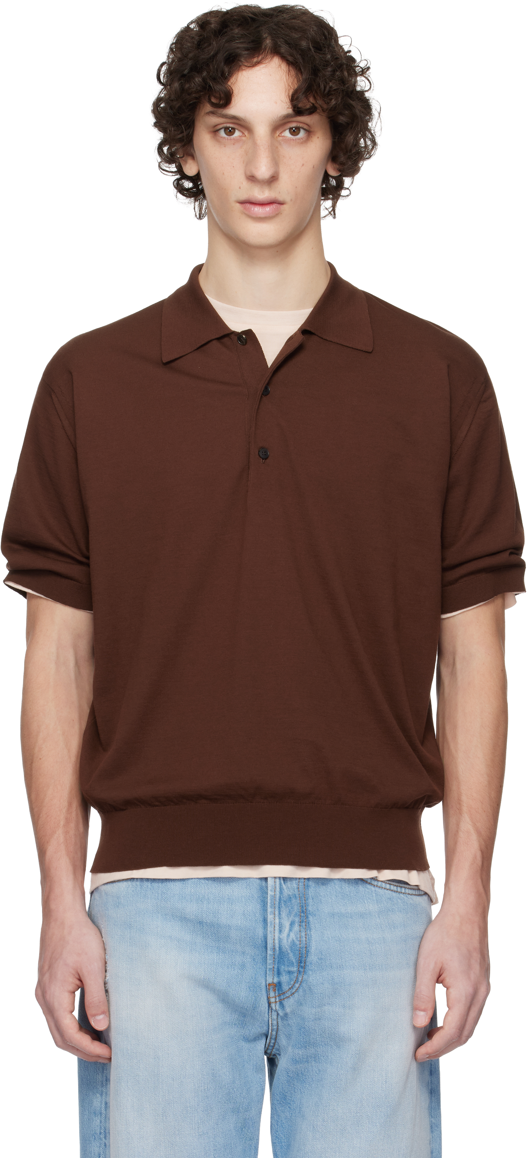 Navy Super High Gauge Cotton Knit Polo