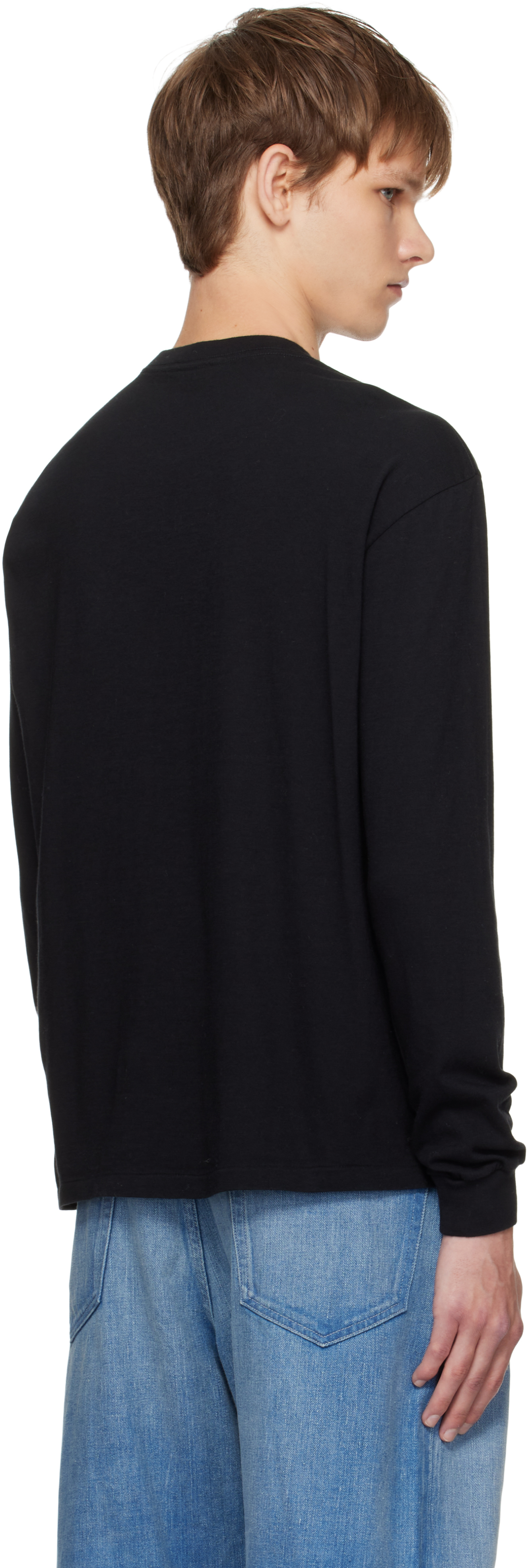 Auralee Black Seamless L/s T-shirt In Black