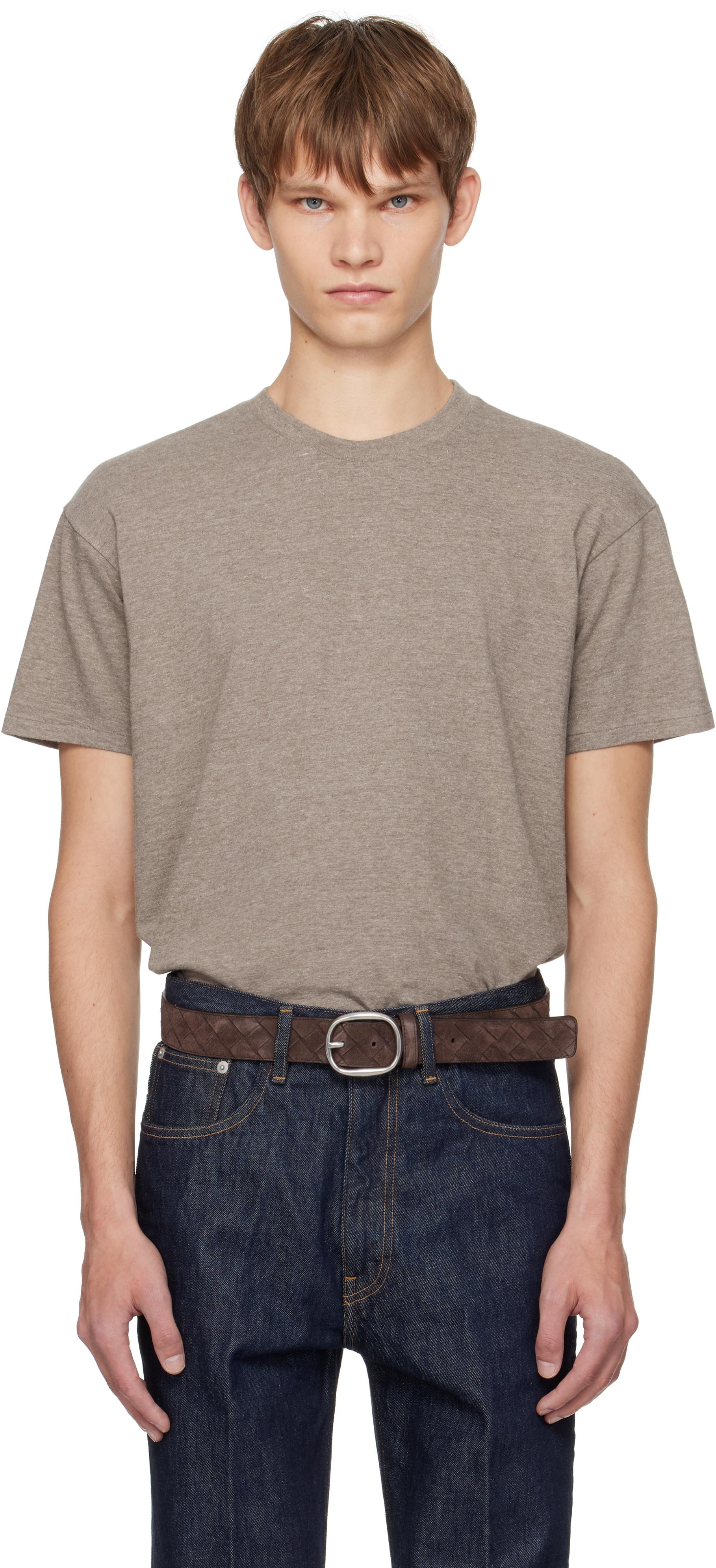 Auralee Brown Seamless Crew Neck T-shirt In Gray