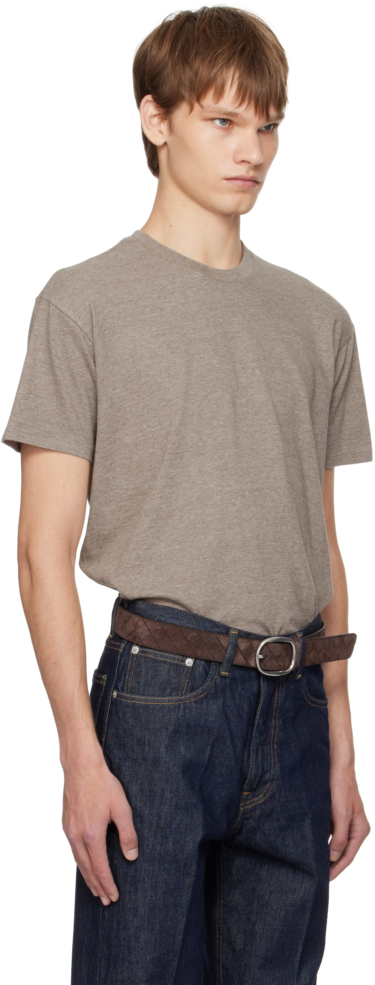 Auralee Brown Seamless Crew Neck T-shirt In Gray