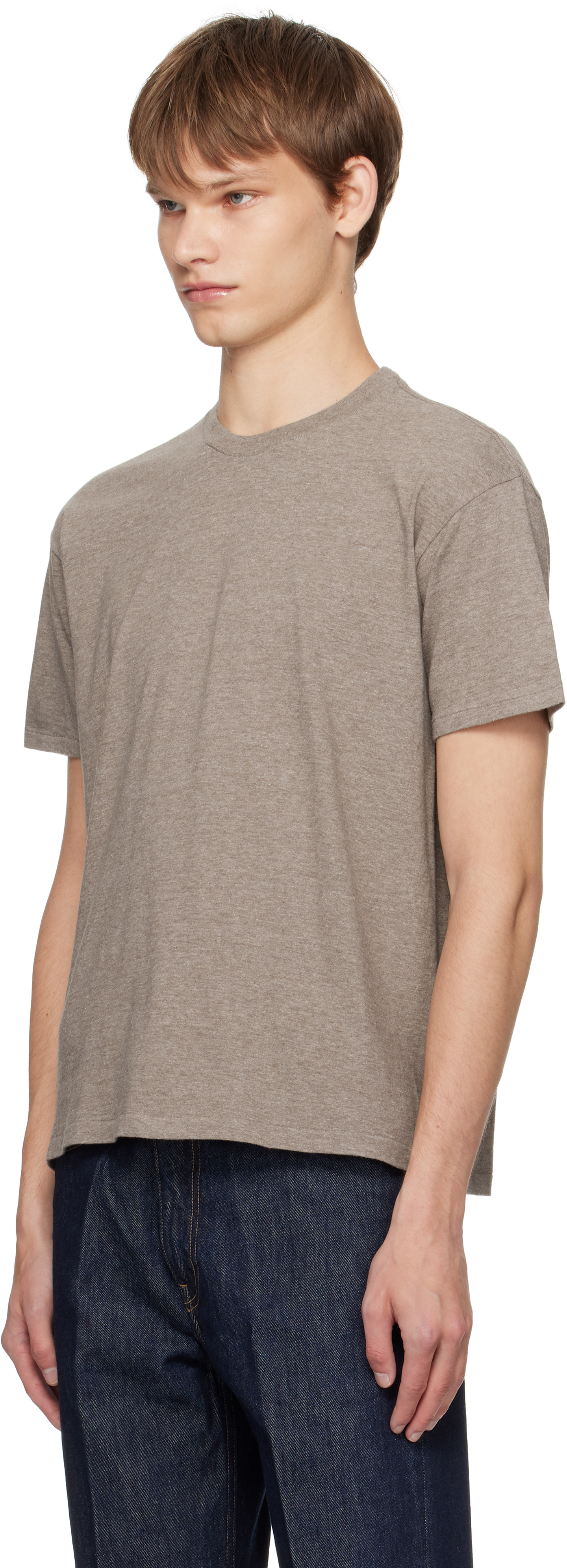 Auralee Brown Seamless Crew Neck T-shirt In Gray