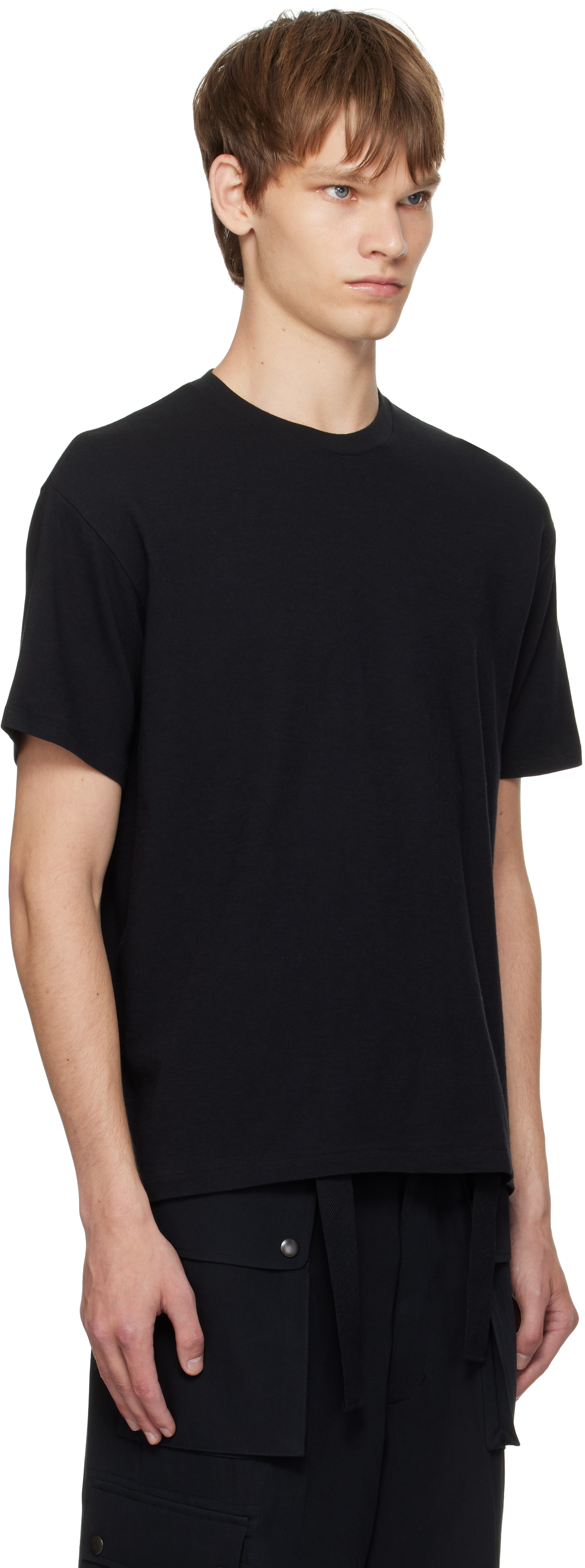 Auralee Black Super Soft Wool Jersey T-shirt In Black