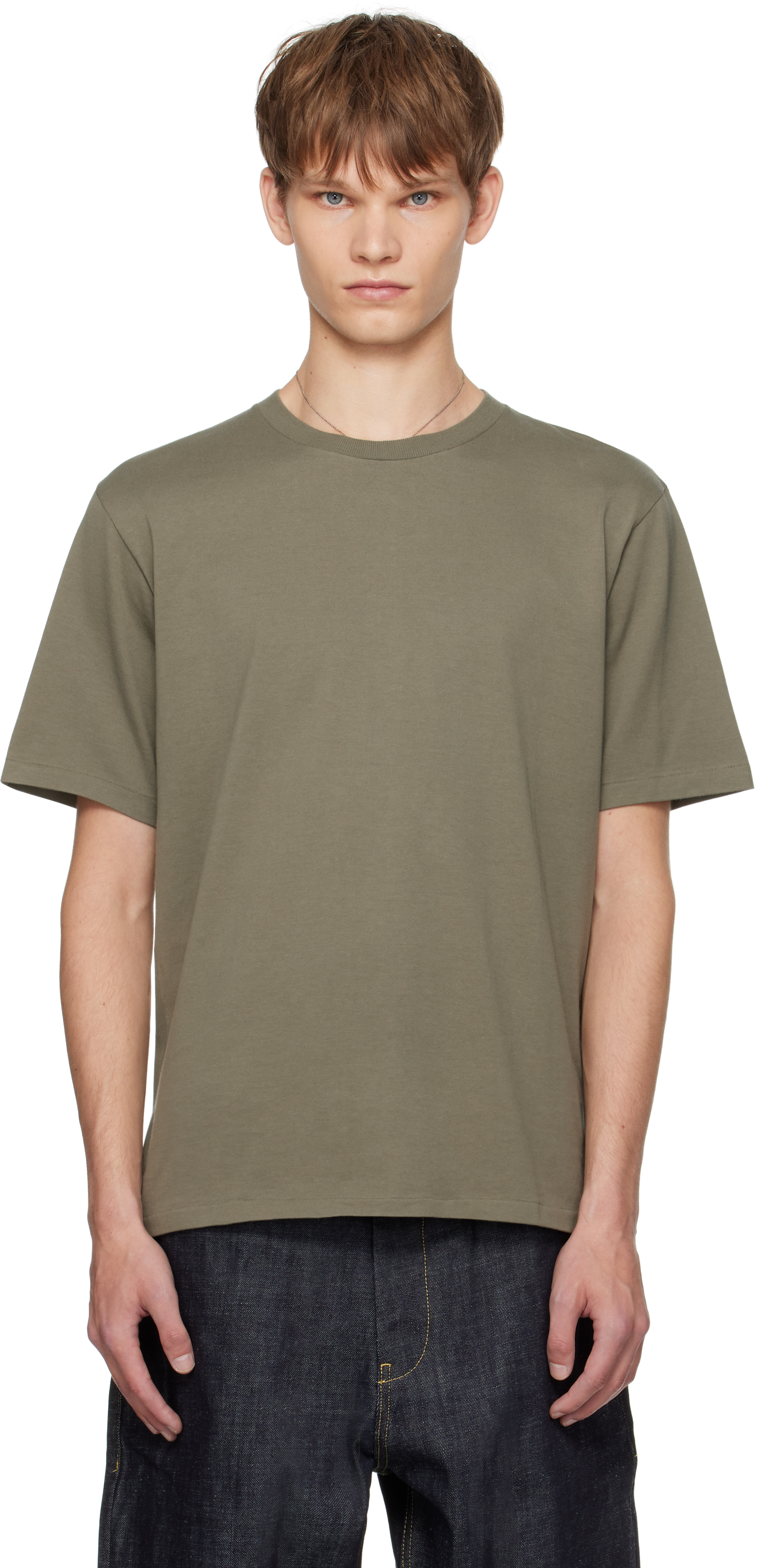 Auralee Khaki Luster Plaiting T-shirt In Green