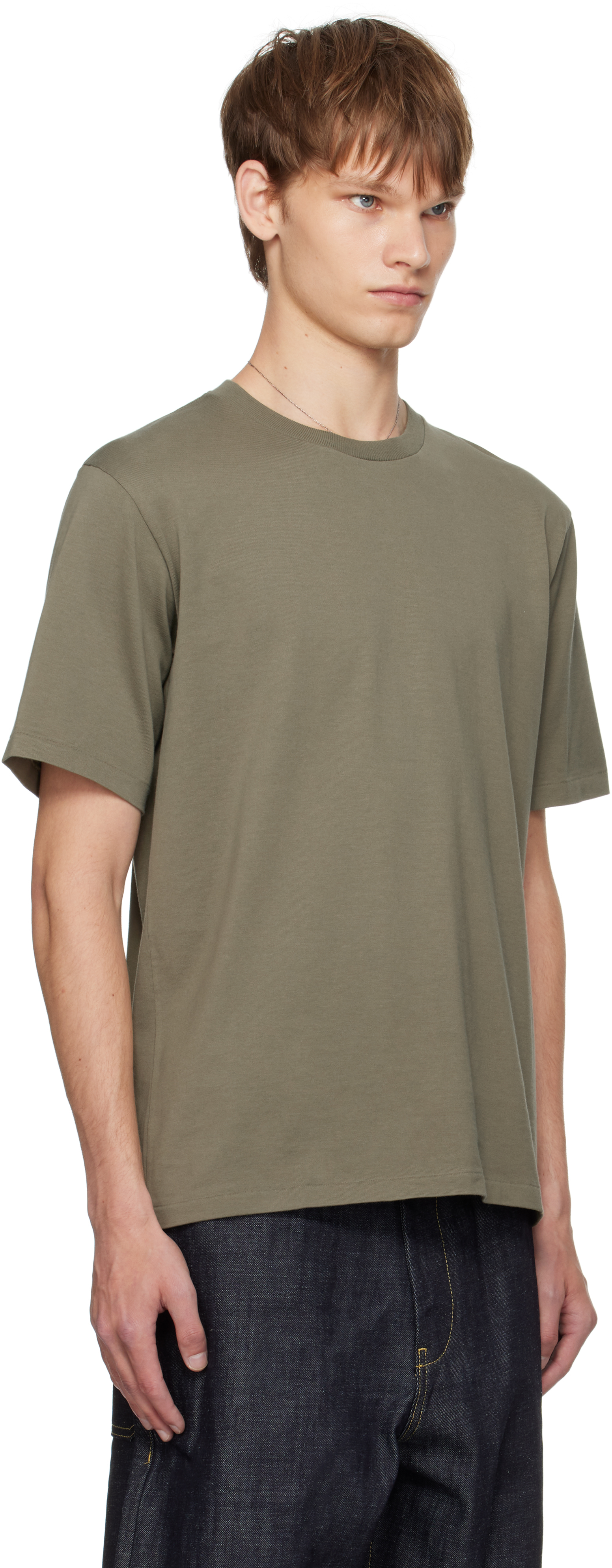 Auralee Khaki Luster Plaiting T-shirt In Green