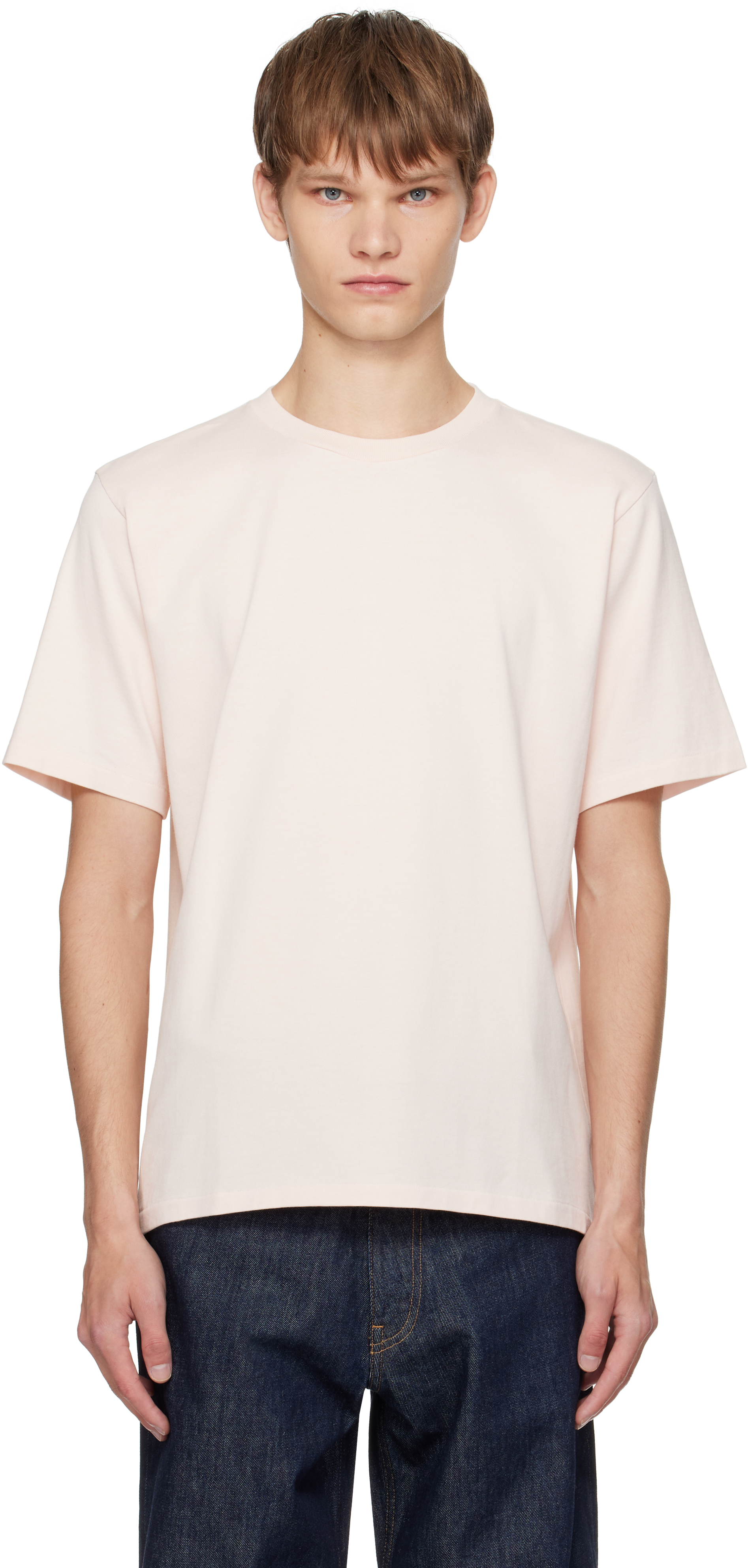 Auralee Pink Luster Plaiting T-shirt In Neutral
