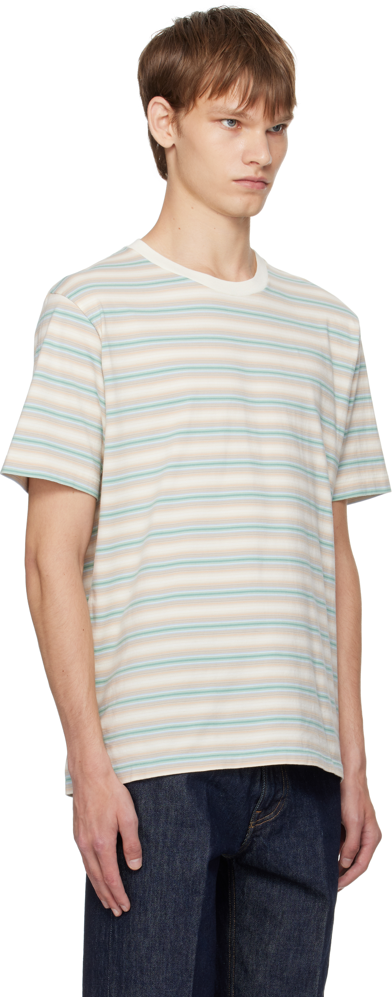 Auralee Striped T-shirt In Blue