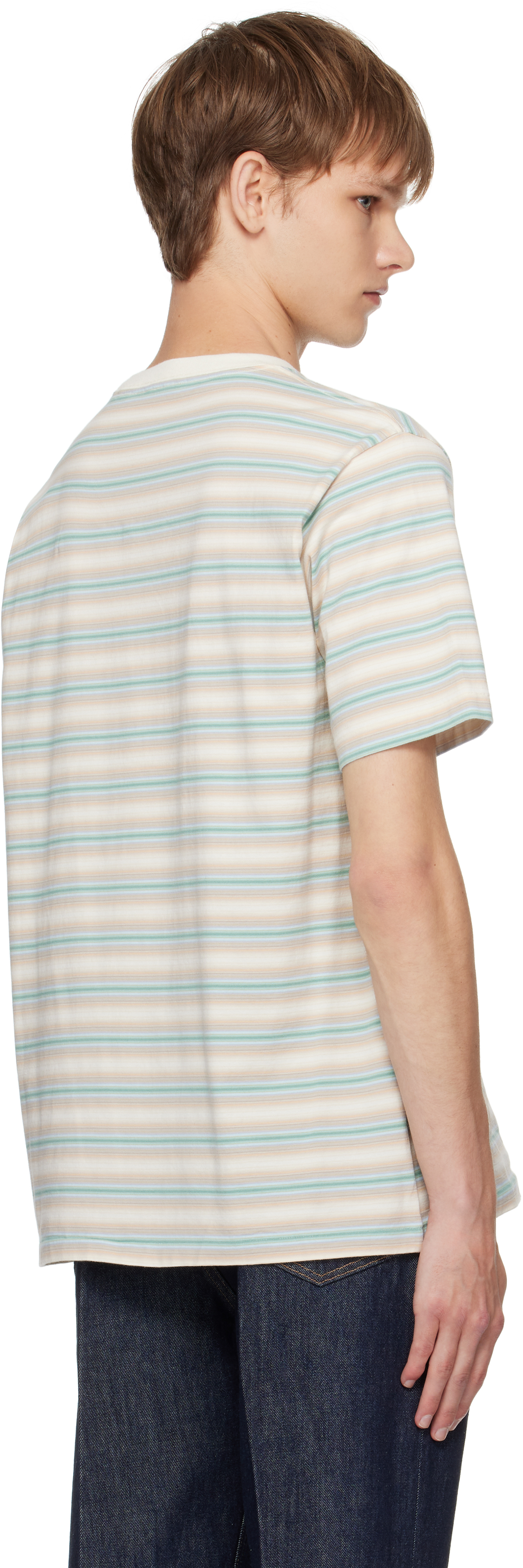 Auralee Striped T-shirt In Blue