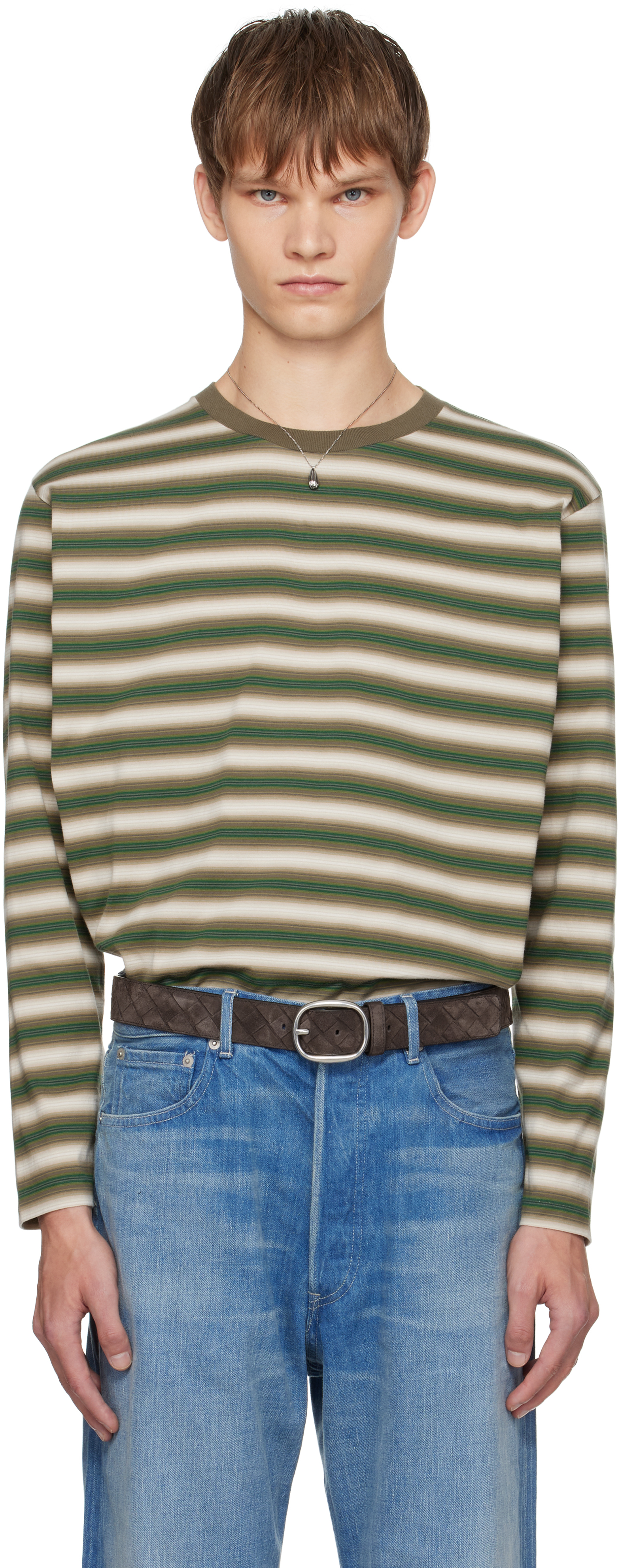トップス auralee GRADIENT STRIPE JERSEY L/S TEE 4 Auralee 'Gradient Stripe Jersey L/S Tee' (Fade Brown Stripe
