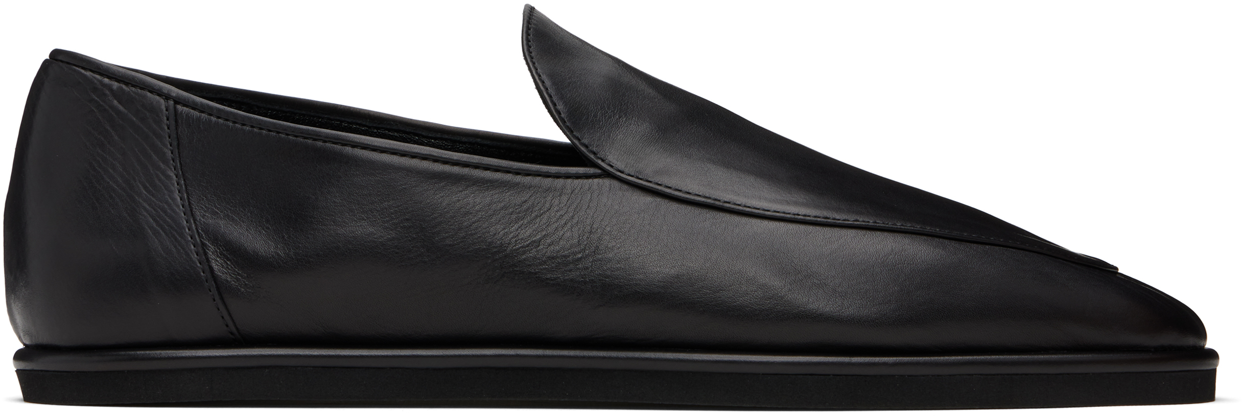 AURALEE　24AW SOFT LEATHER LOAFERS AURALEE: Black Soft Leather Loafers | SSENSE