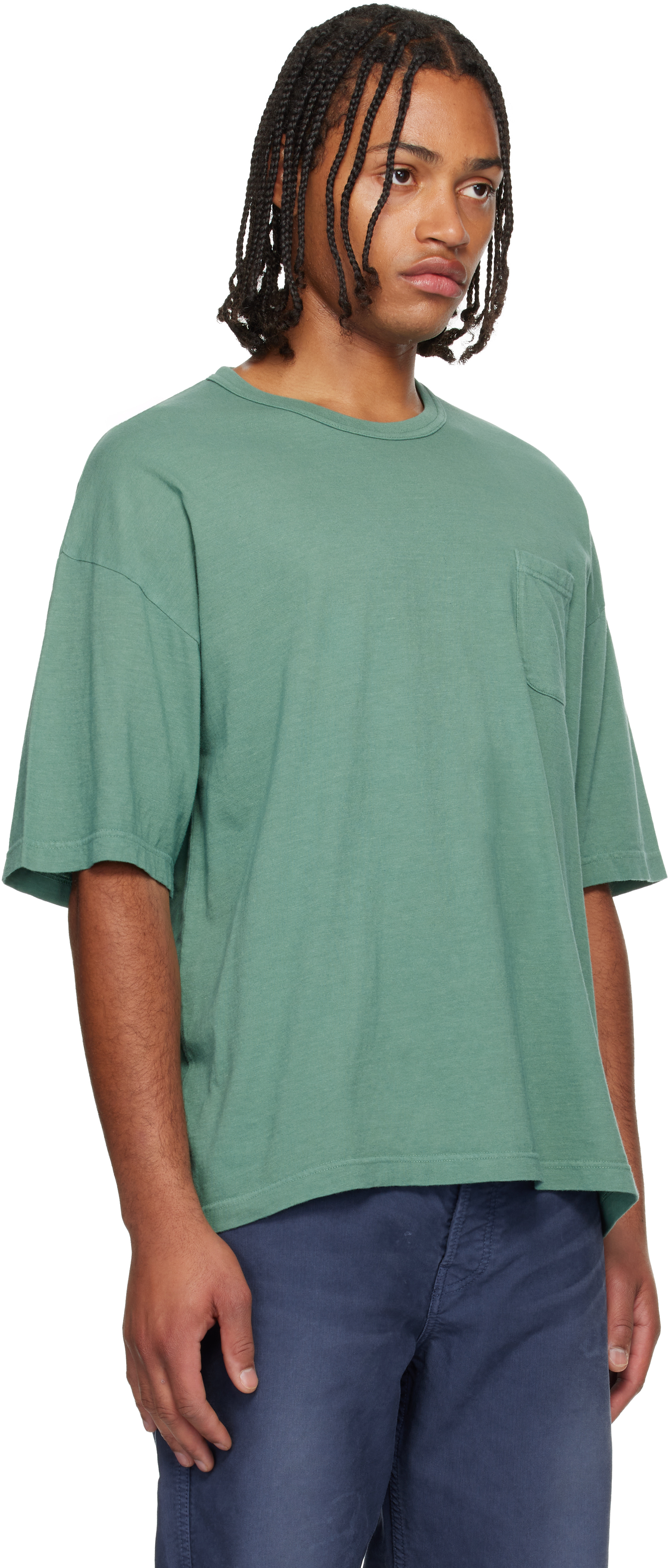 Visvim Jumbo Damaged Oversize Pocket T-shirt In Green