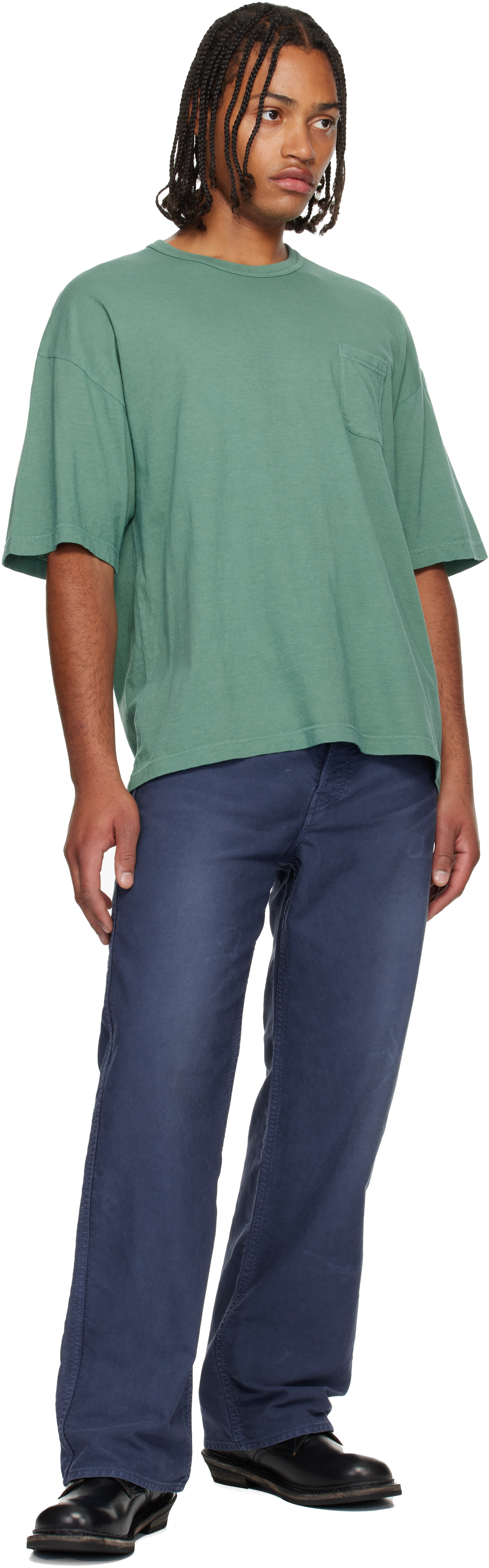 Visvim Jumbo Damaged Oversize Pocket T-shirt In Green