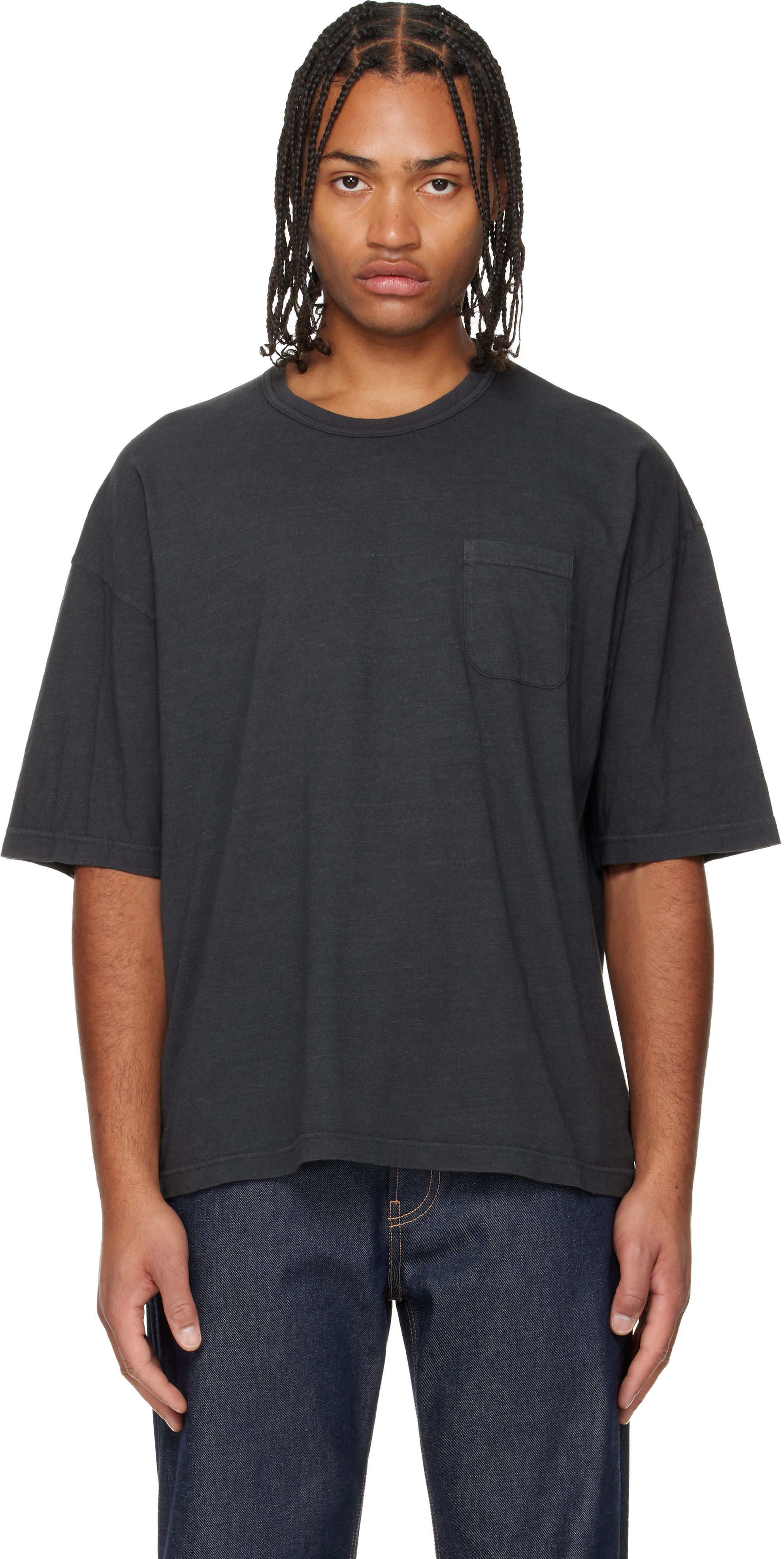 visvim: Black Ex Jumbo S/S DMGD T-shirt | SSENSE