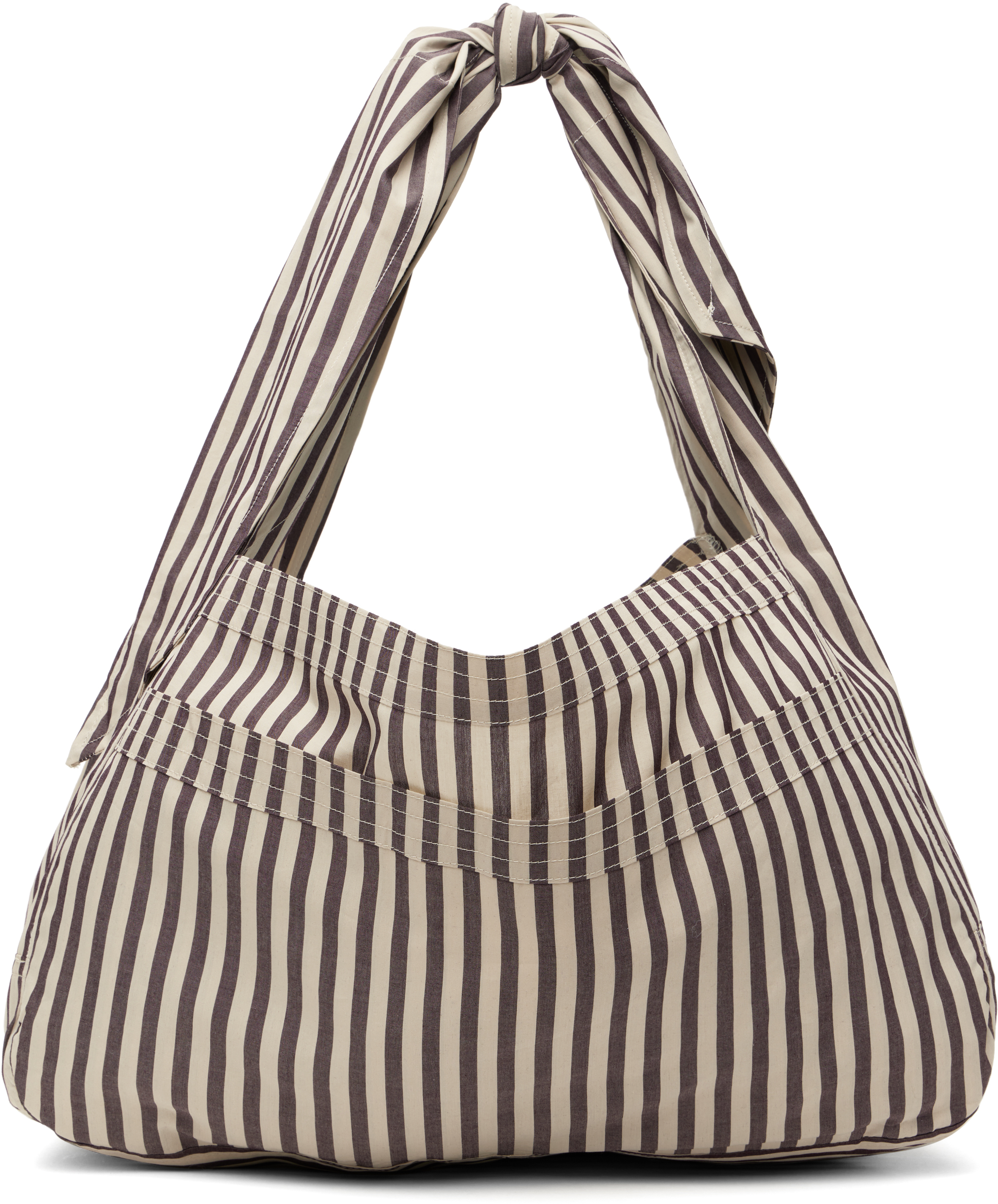 SC103: Taupe & Off-White Cocoon Sac Bag | SSENSE