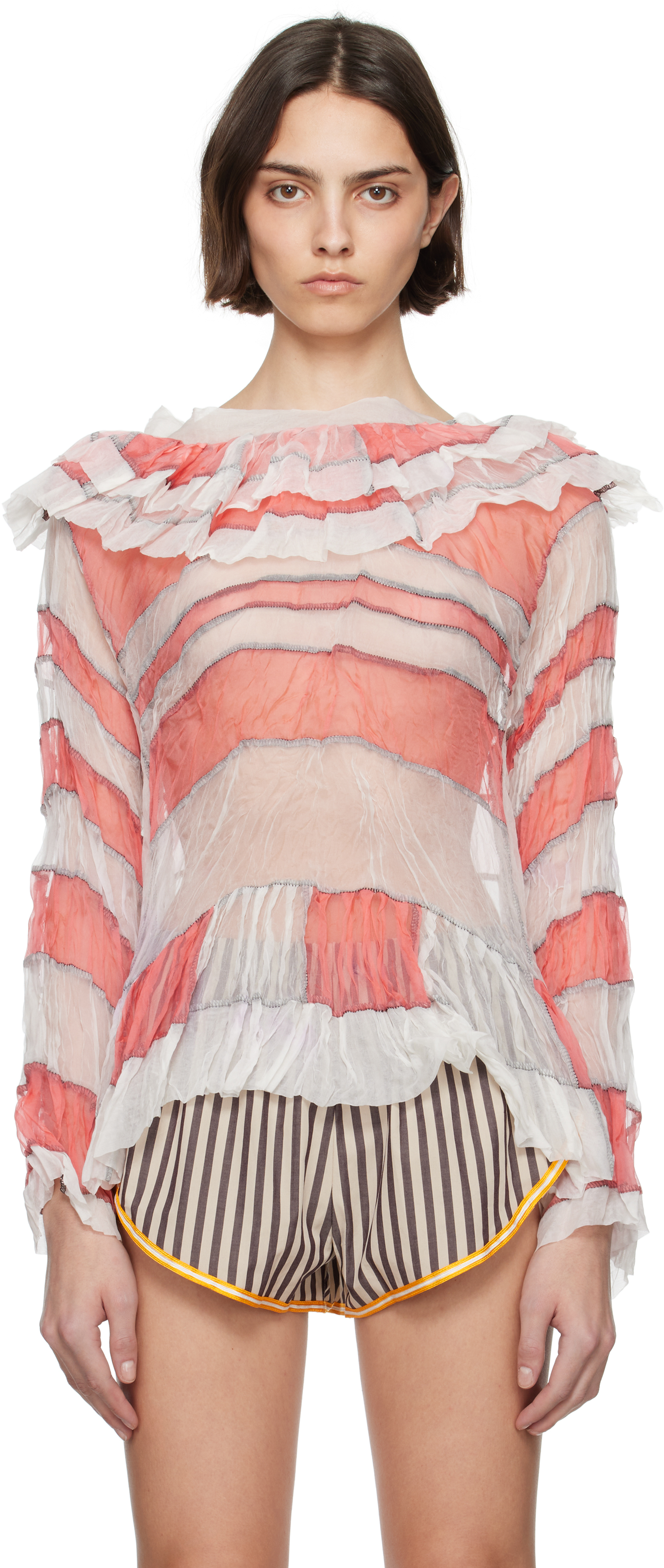 White & Pink Riddle Blouse