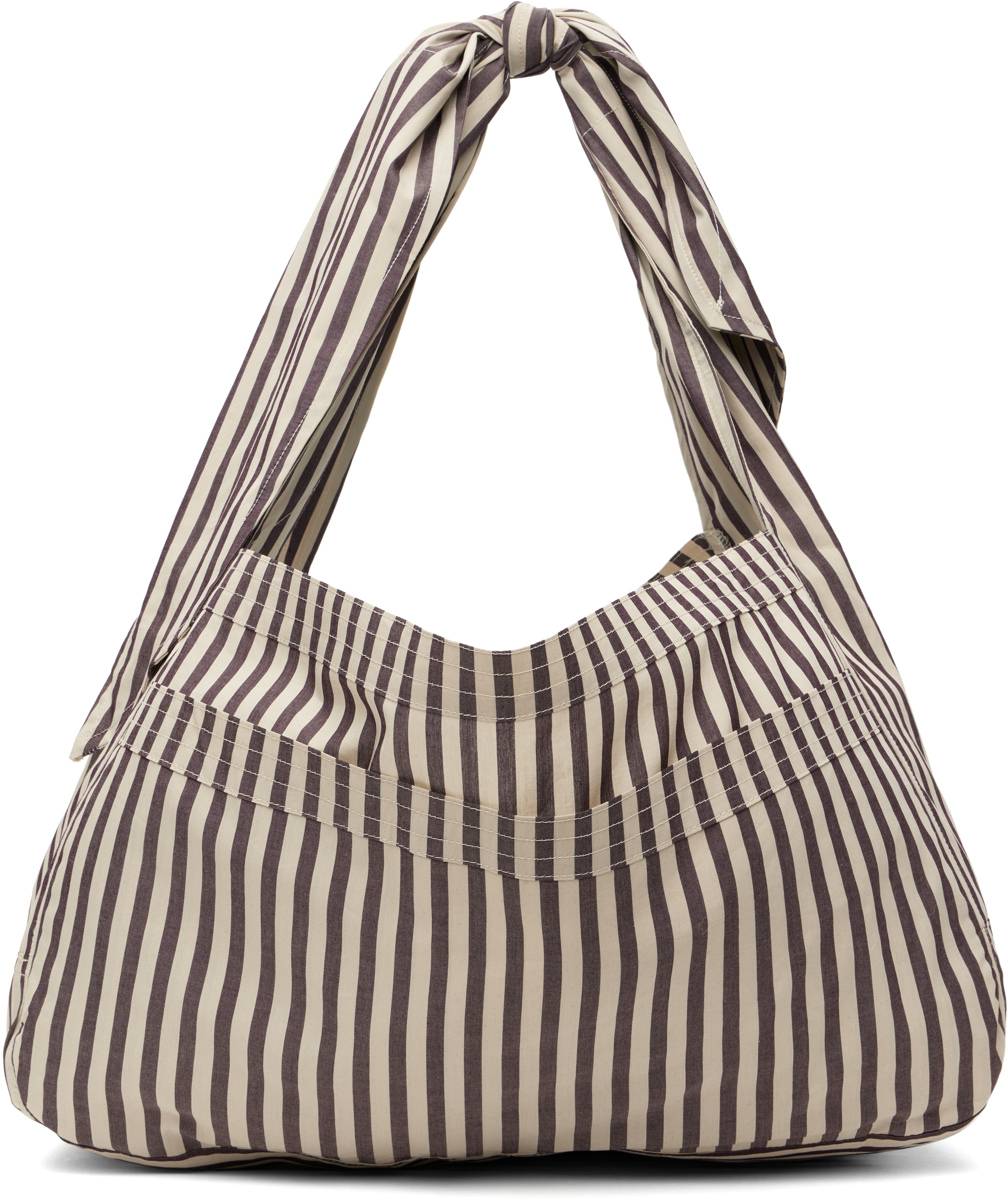 SC103: Taupe & Off-White Cocoon Sac Tote | SSENSE