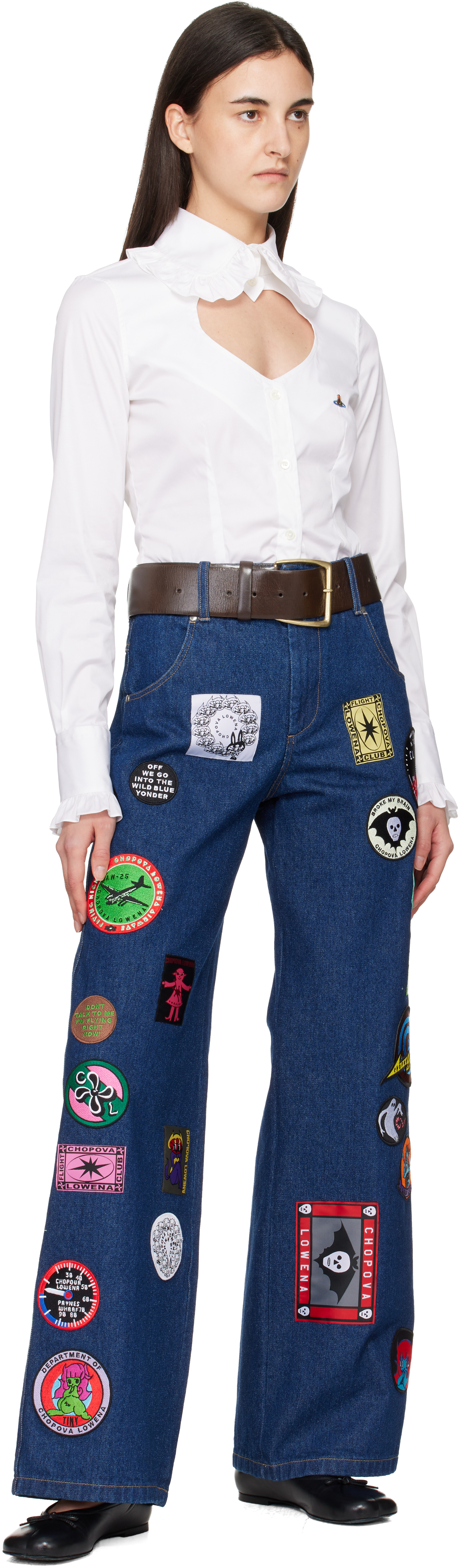 Toga Brown Leather Wide Belt