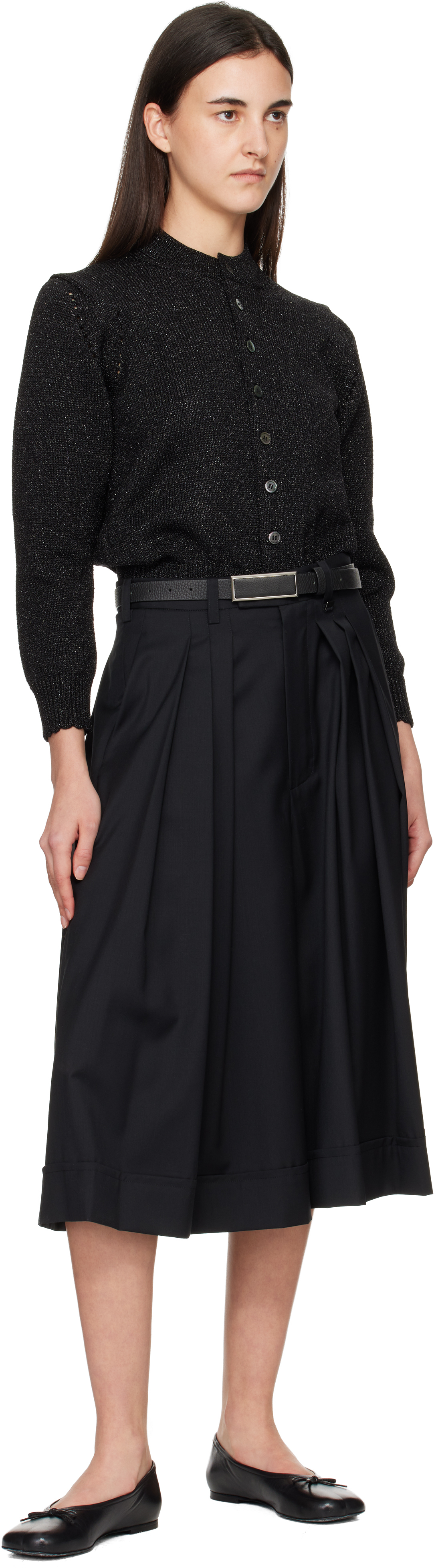 Toga Black Leather Buckle Belt