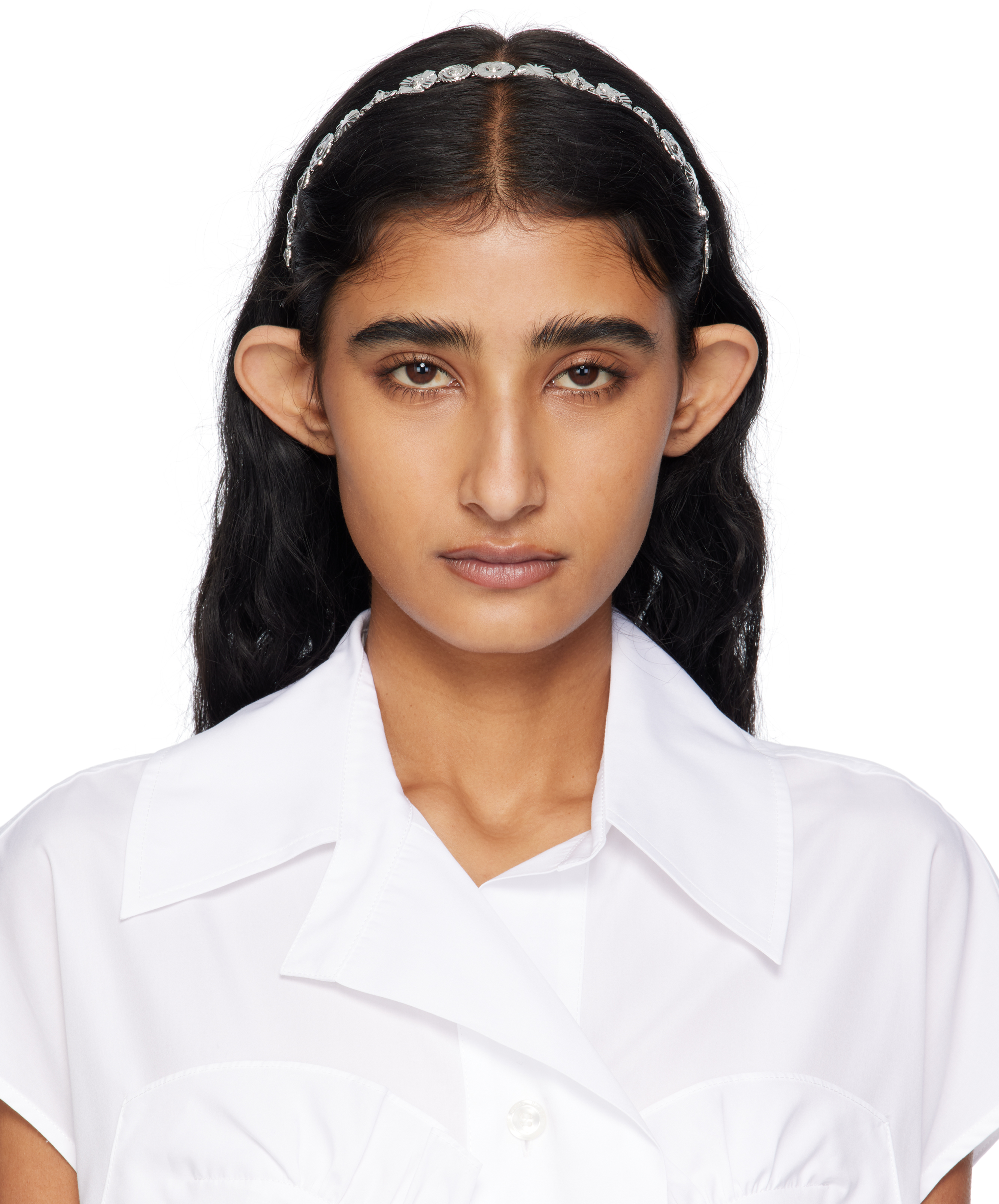 Toga Pulla: Silver Metal Narrow Headband | SSENSE