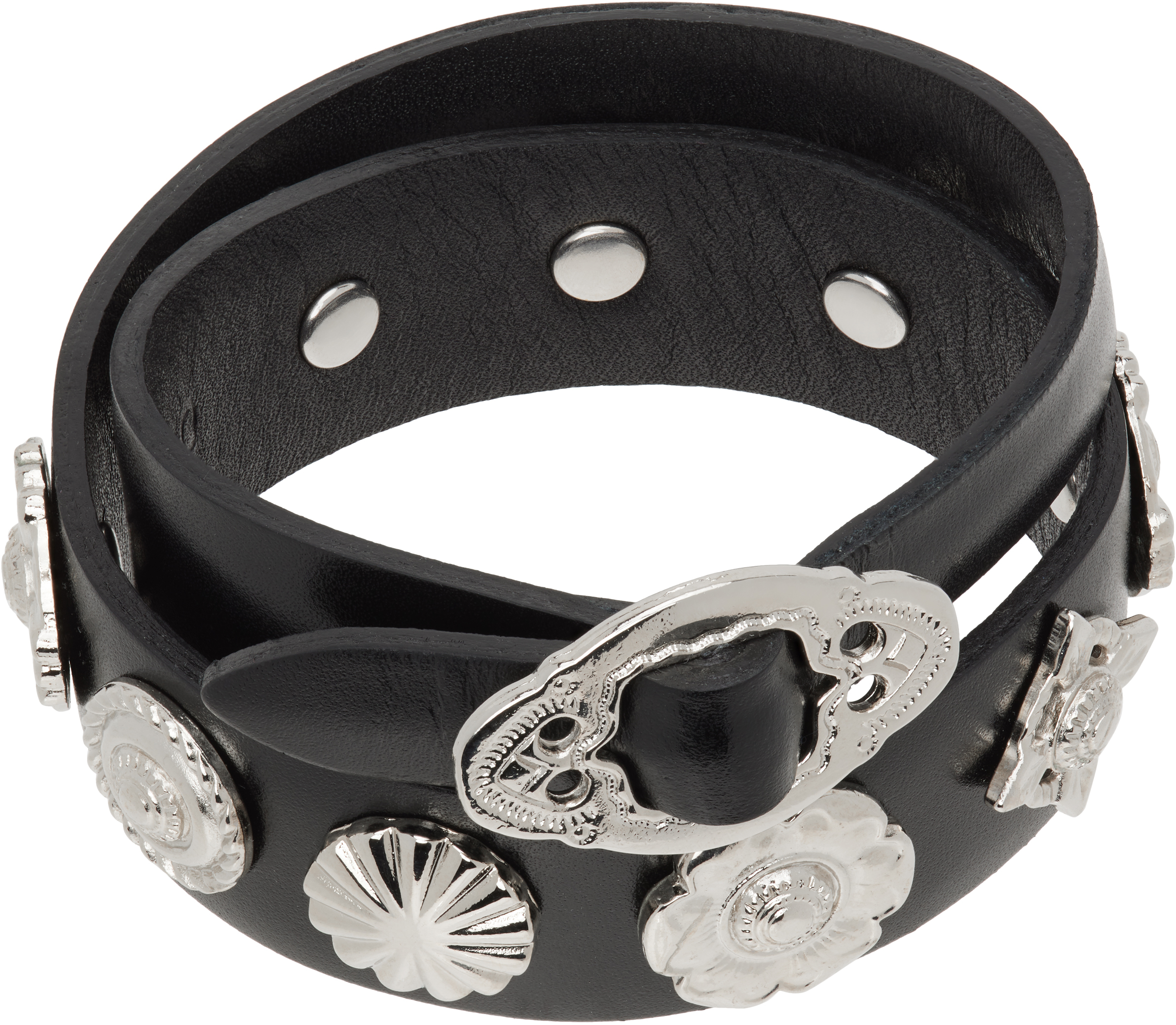 Black Double Leather Bangle Bracelet