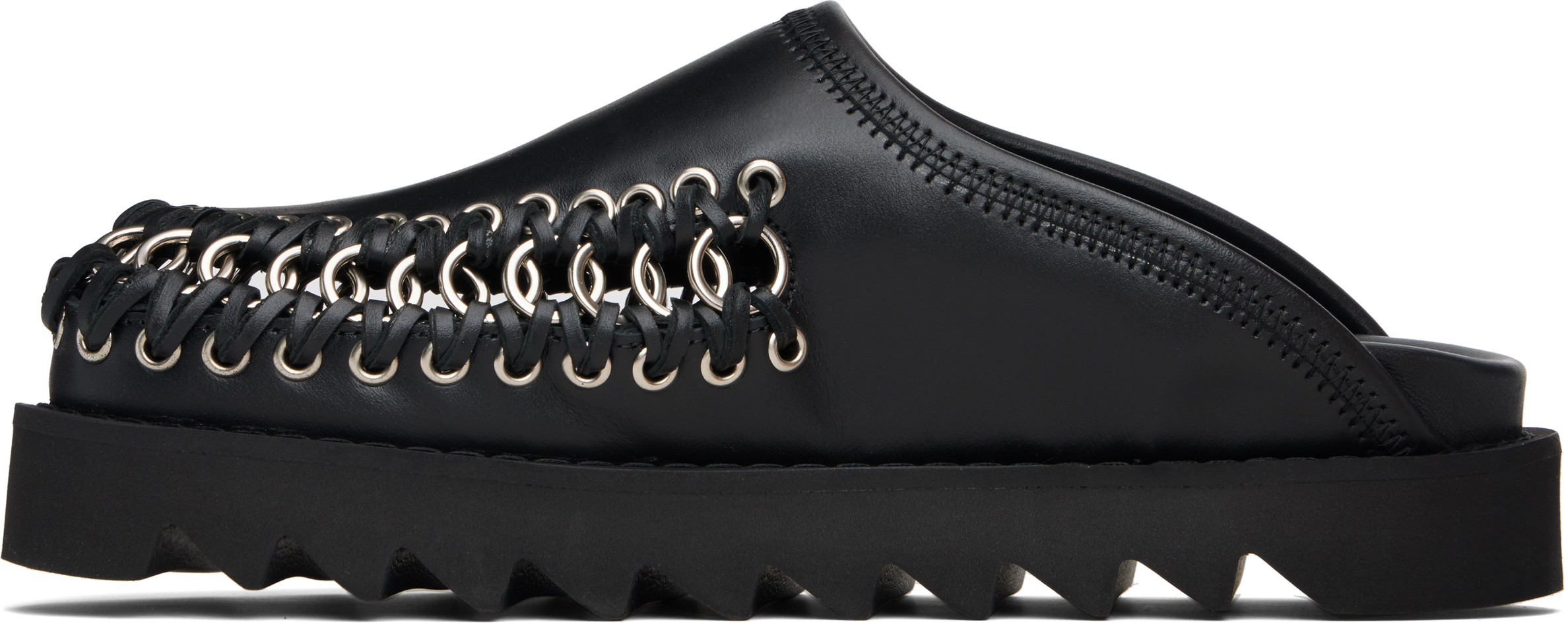 Toga Black Hoop Detail Slip-on Loafers In Black