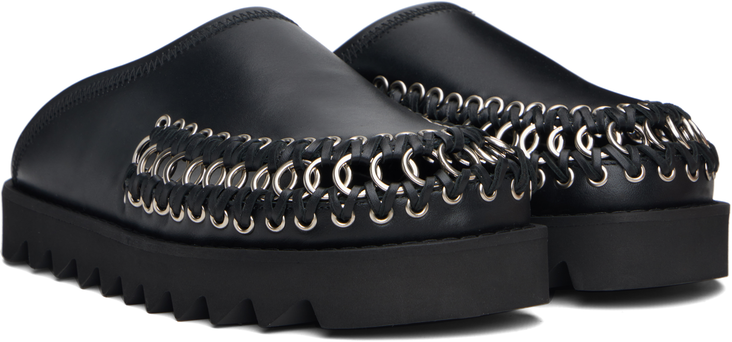 Toga Black Hoop Detail Slip-on Loafers In Black
