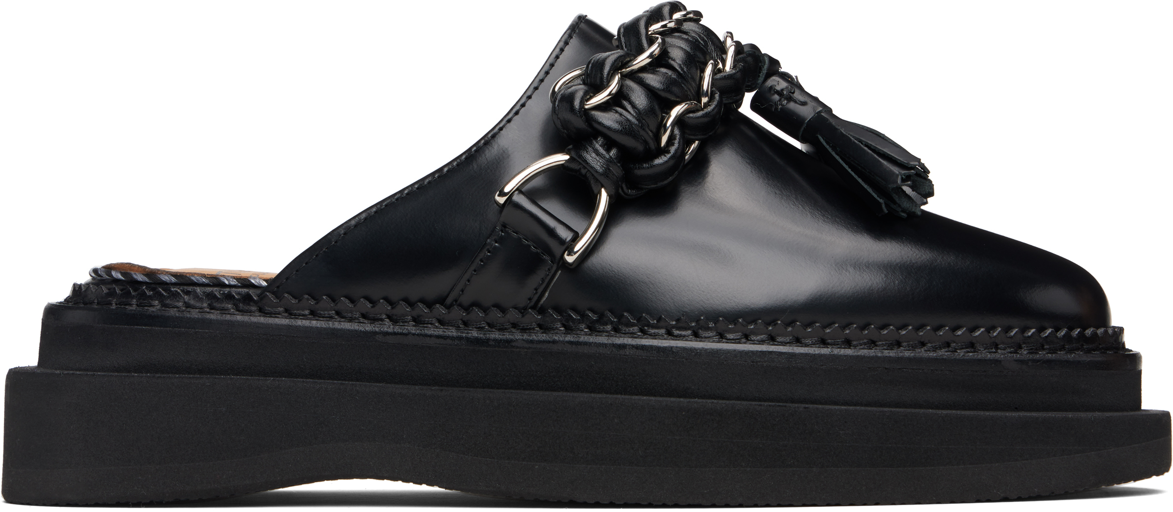 Toga Leather Slip-on Mules In Black