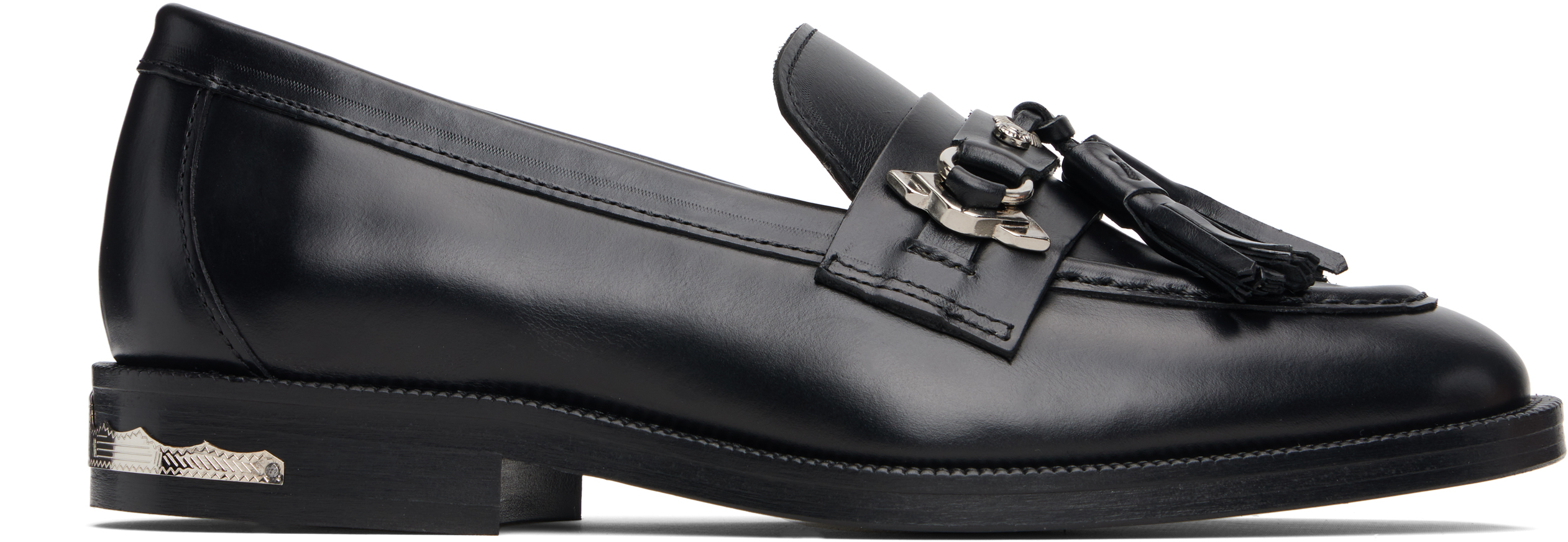 Toga Tassel-embellished Leather Loafers In Black