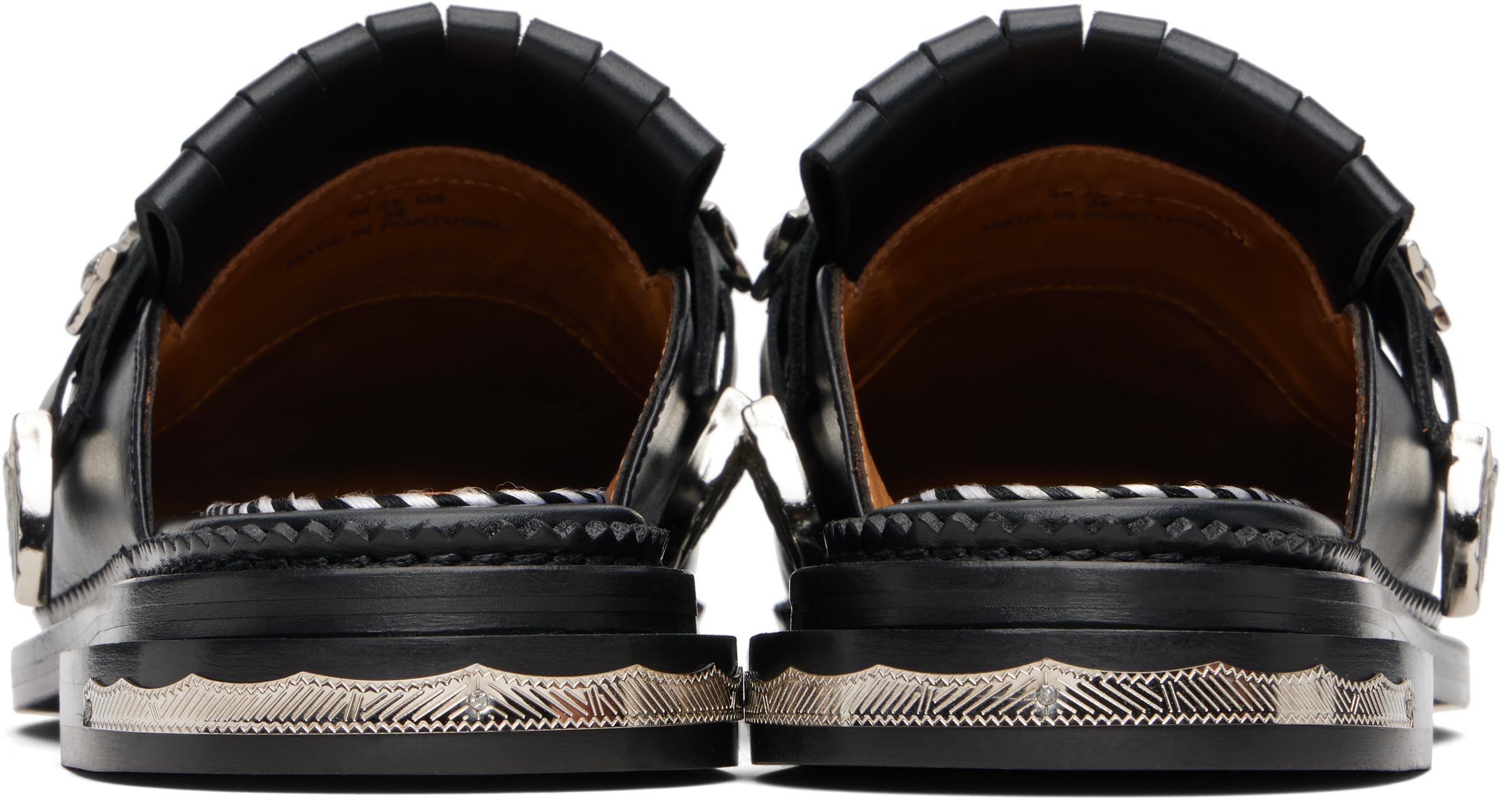 Toga Black Hard Leather Slip-on Loafers In Black