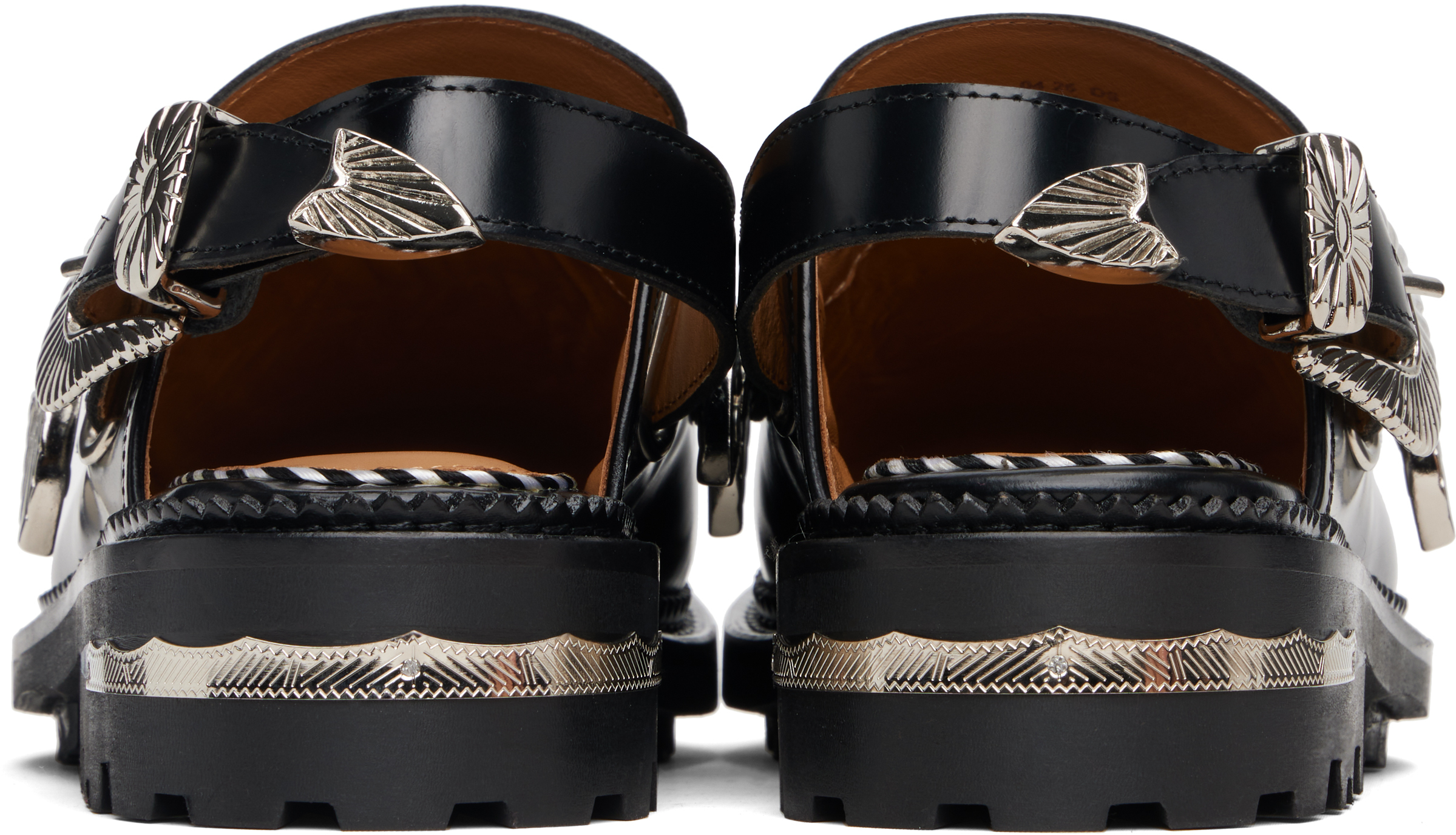 Toga Ssense Exclusive Brown Polished Leather Loafers In Black