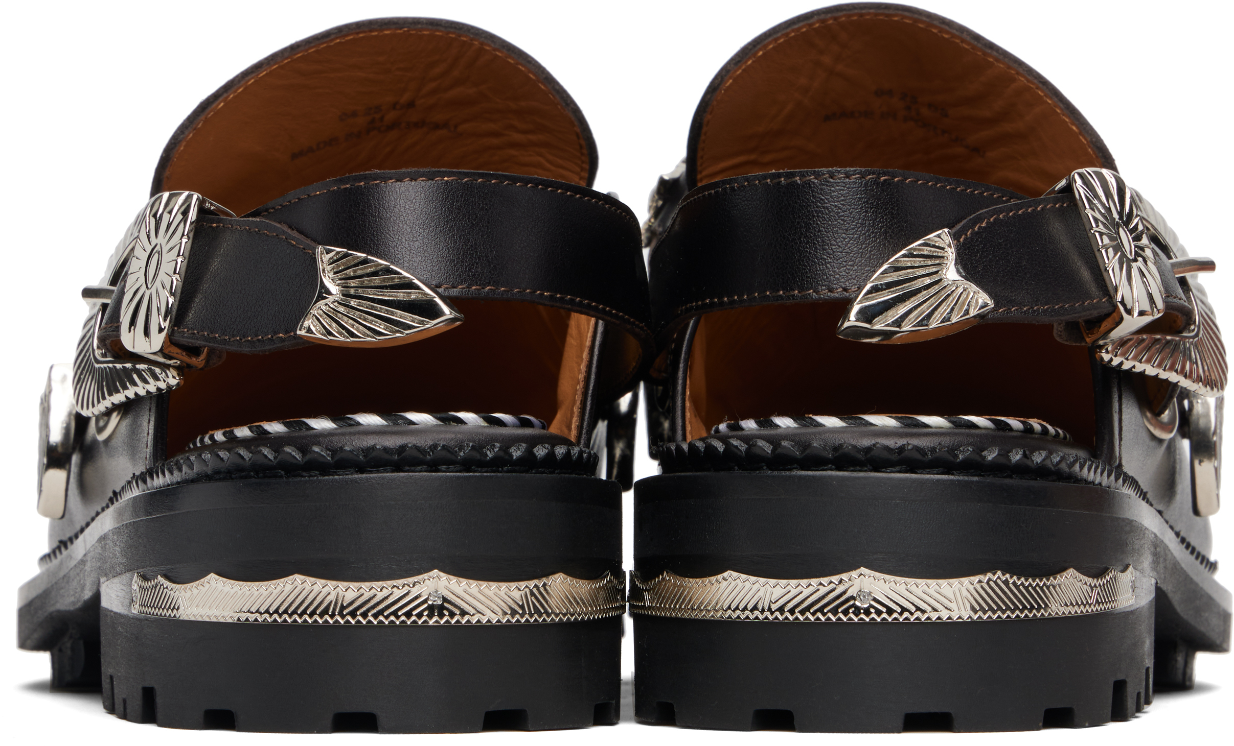Toga Ssense Exclusive Brown Polished Leather Loafers In Multi