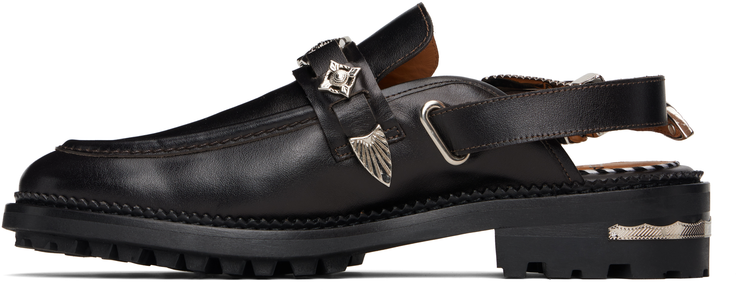 Toga Ssense Exclusive Brown Polished Leather Loafers In Multi