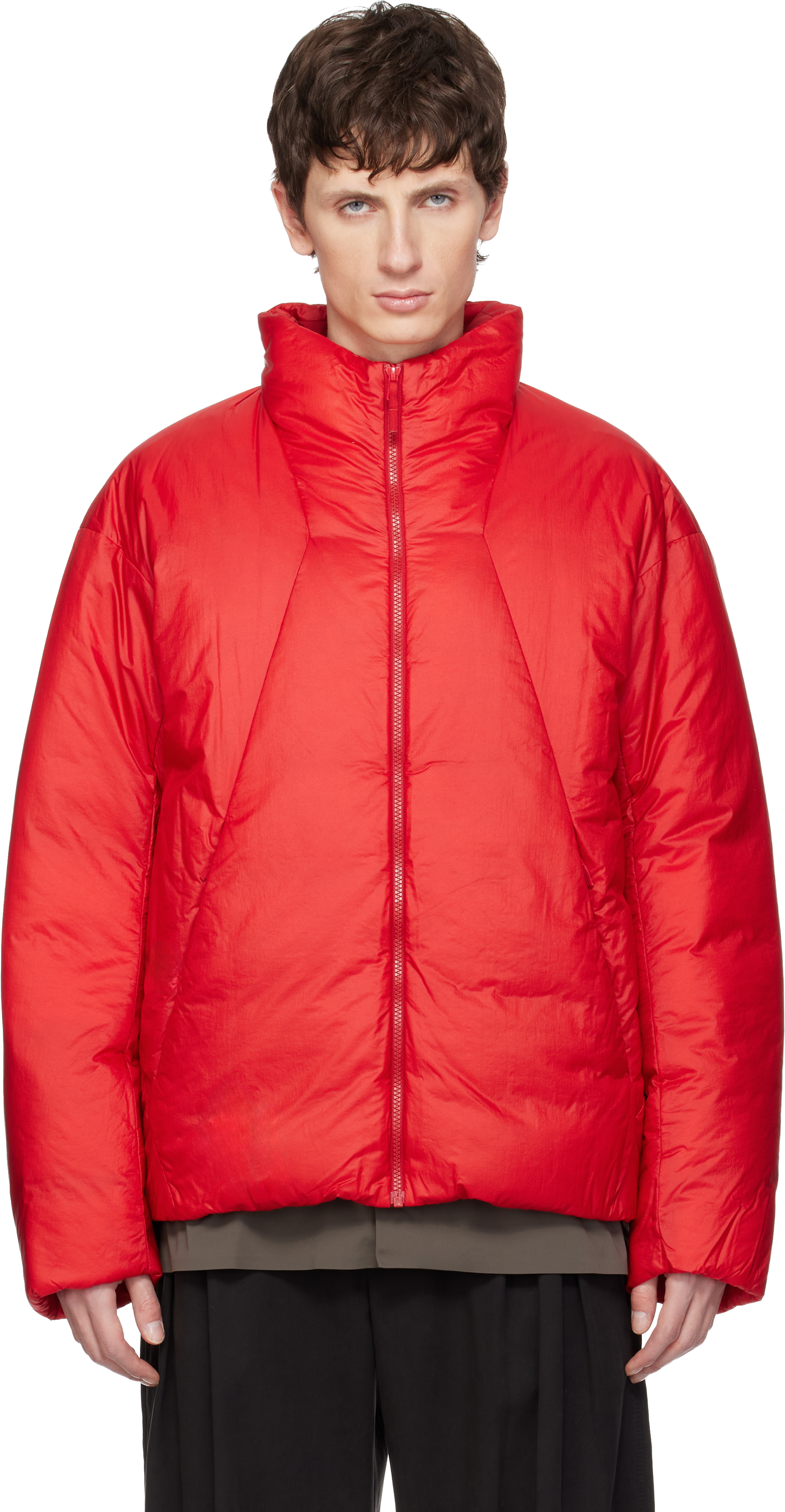 Veilance: Red Conduit Down Jacket | SSENSE