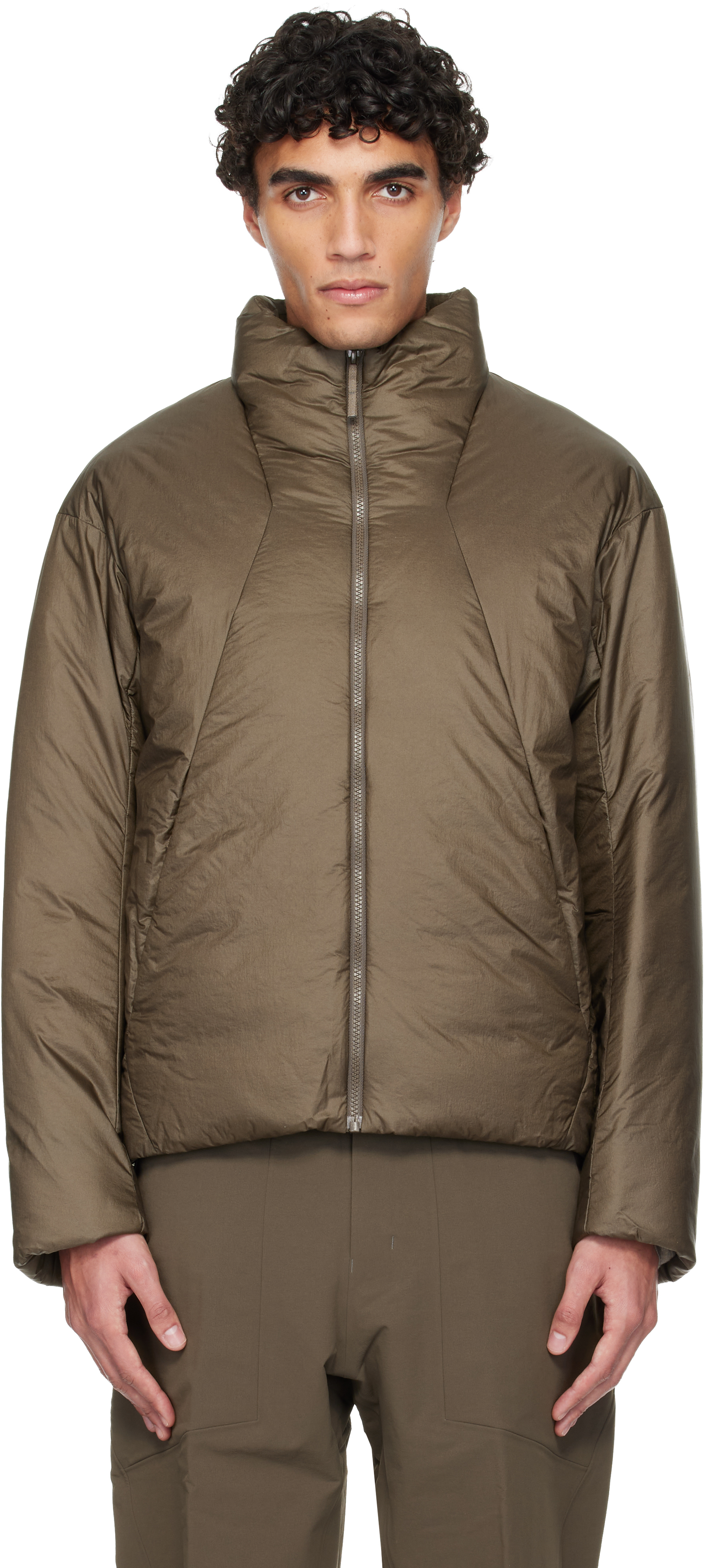 Veilance: Taupe Conduit Down Jacket | SSENSE