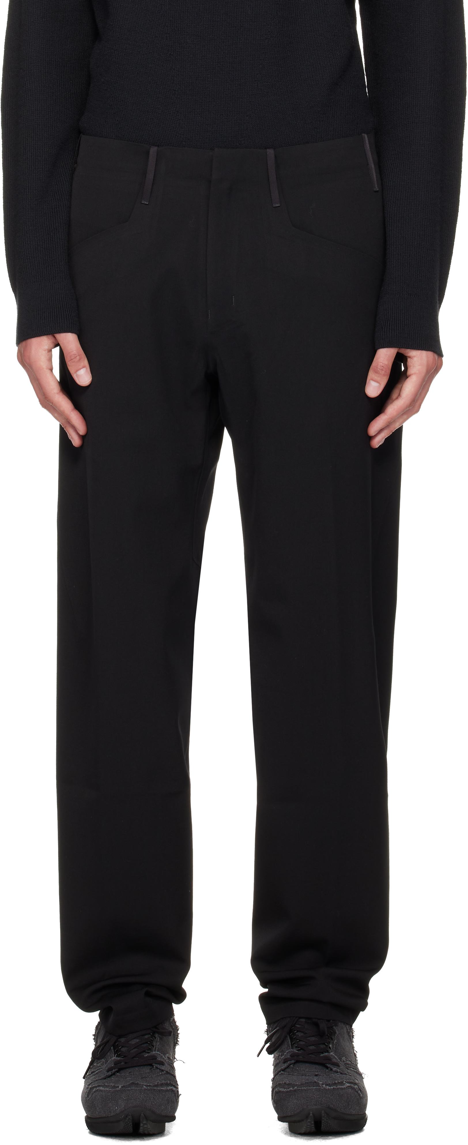 Veilance: Black Voronoi Wool Trousers | SSENSE