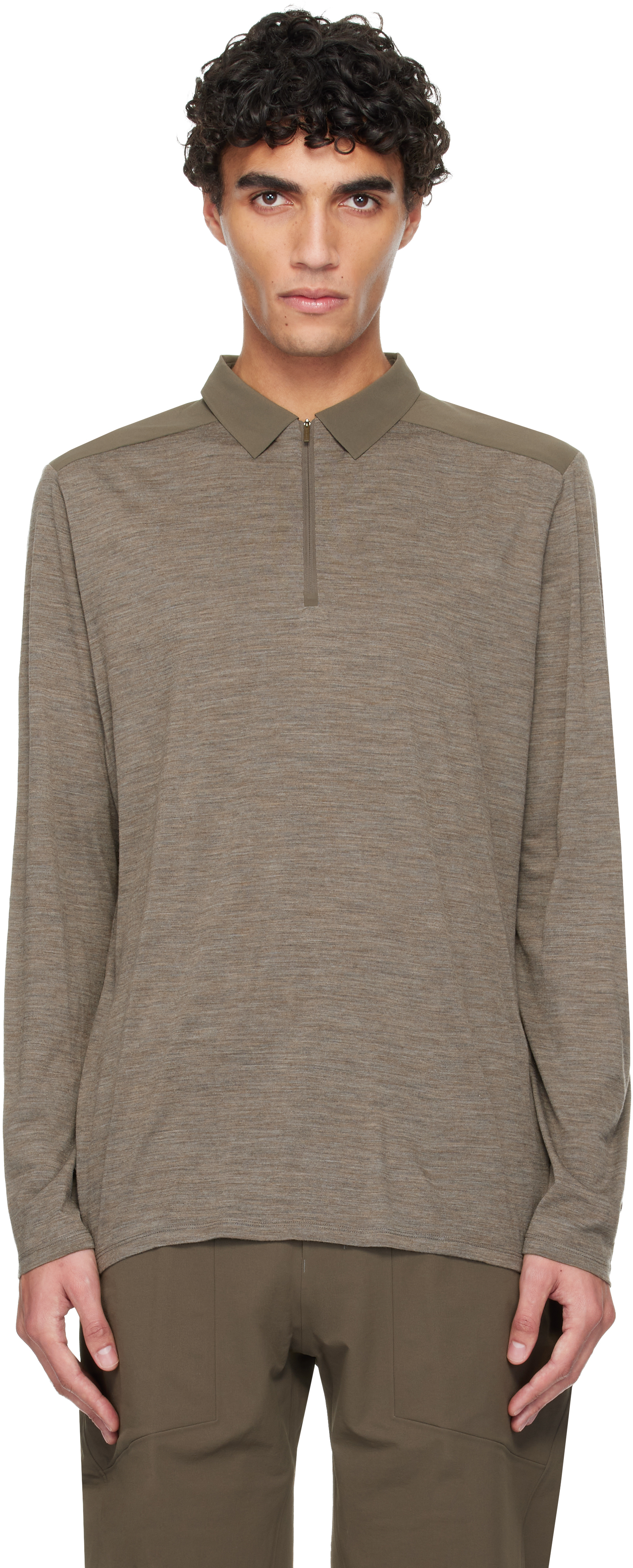 Veilance: Taupe Frame LS Polo | SSENSE