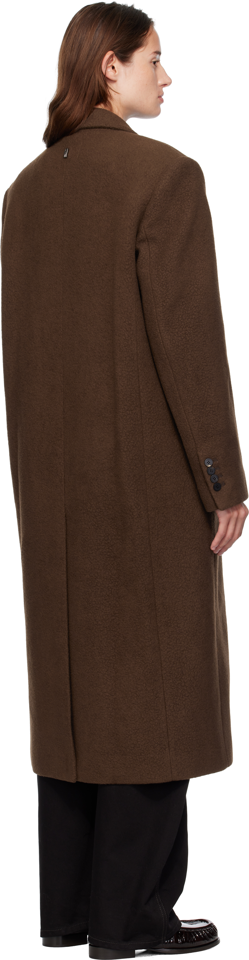 Le17septembre Brown Double Breasted Long Coat In Multi