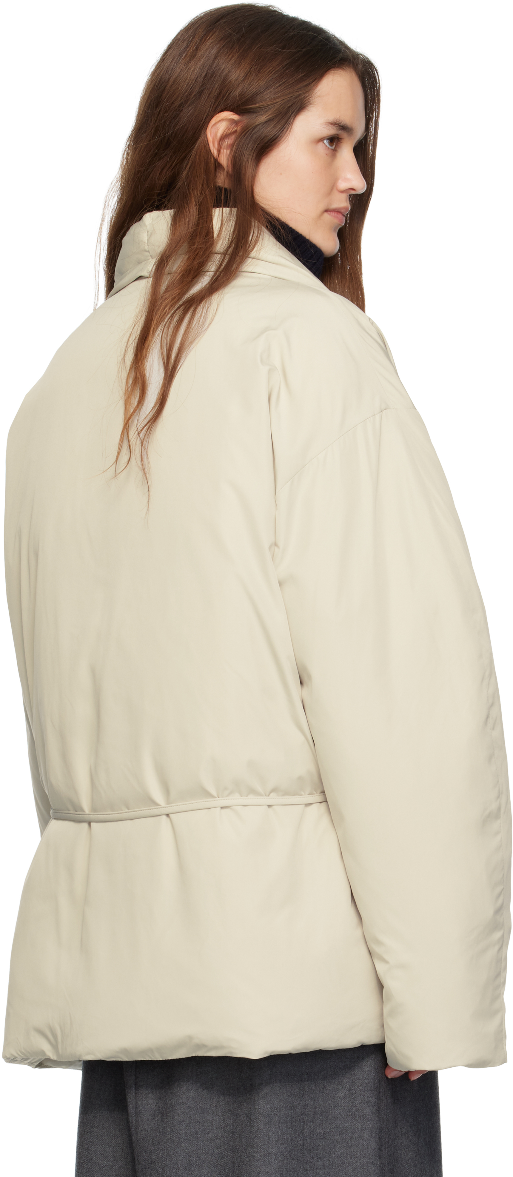 Le17septembre Off-white Shawl Collar Goose Down Jacket In White