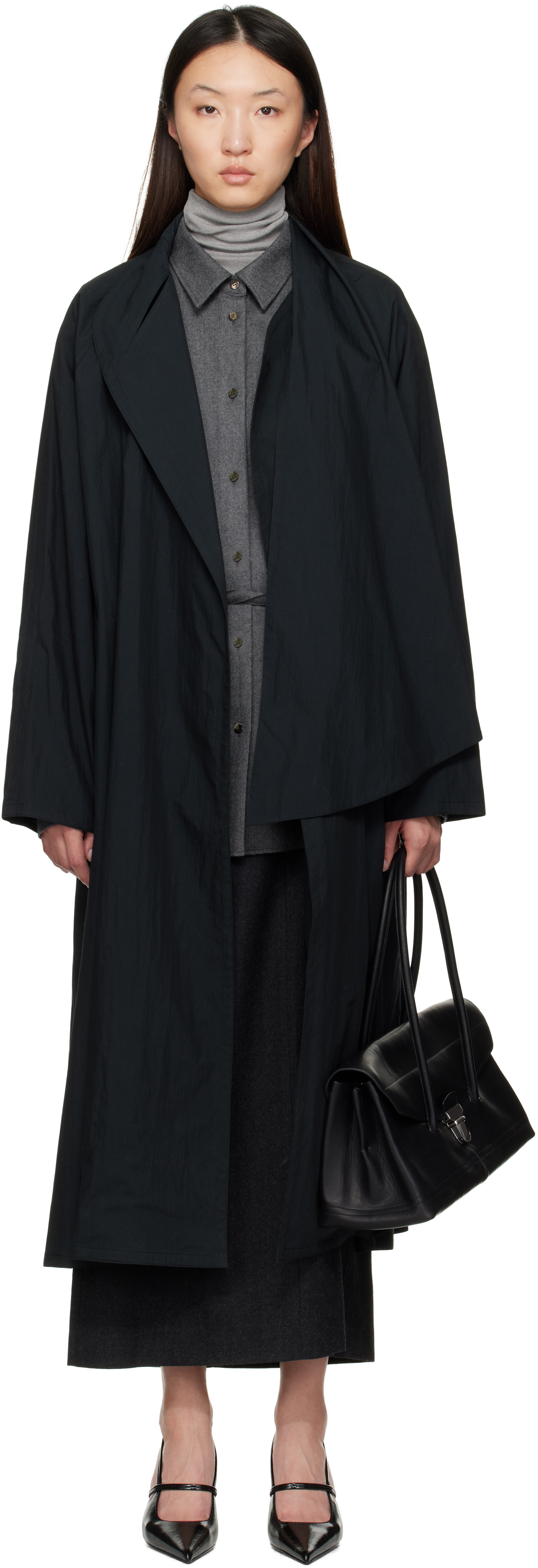 Navy Scarf Trench Coat