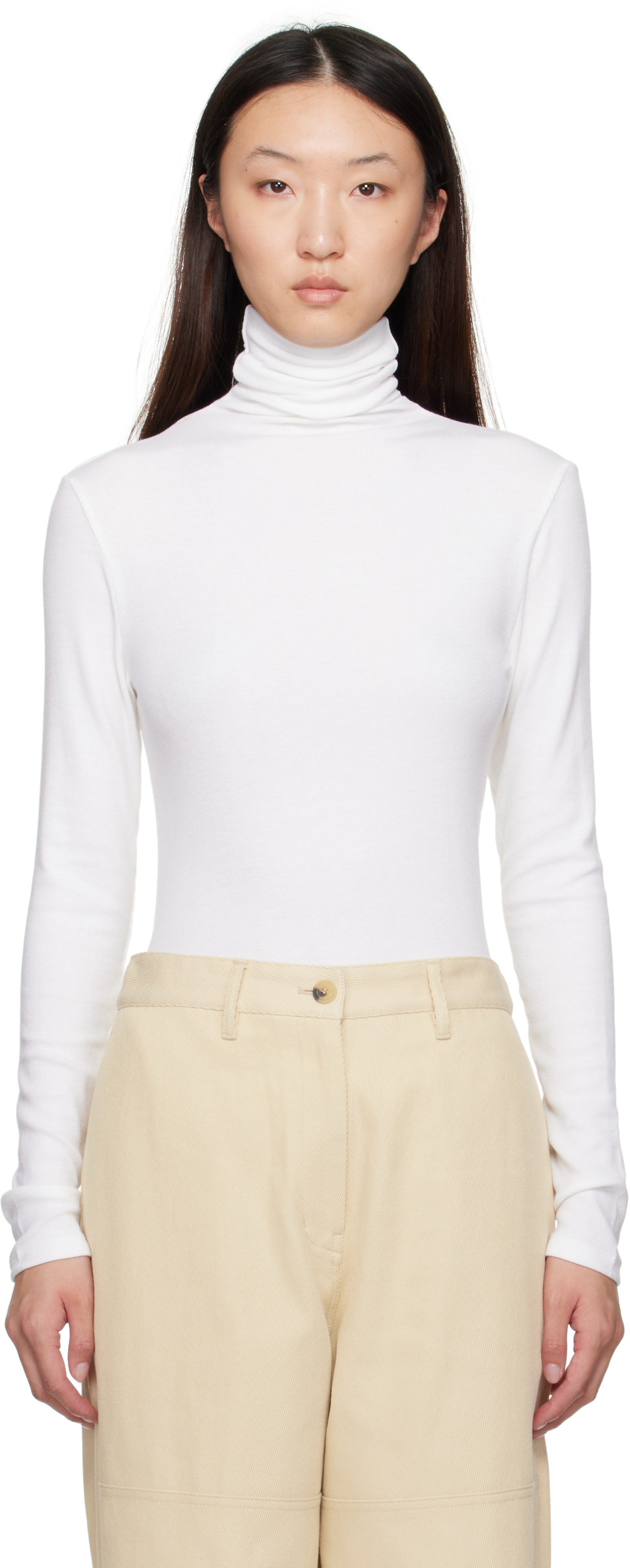 White Asymmetrical Turtleneck