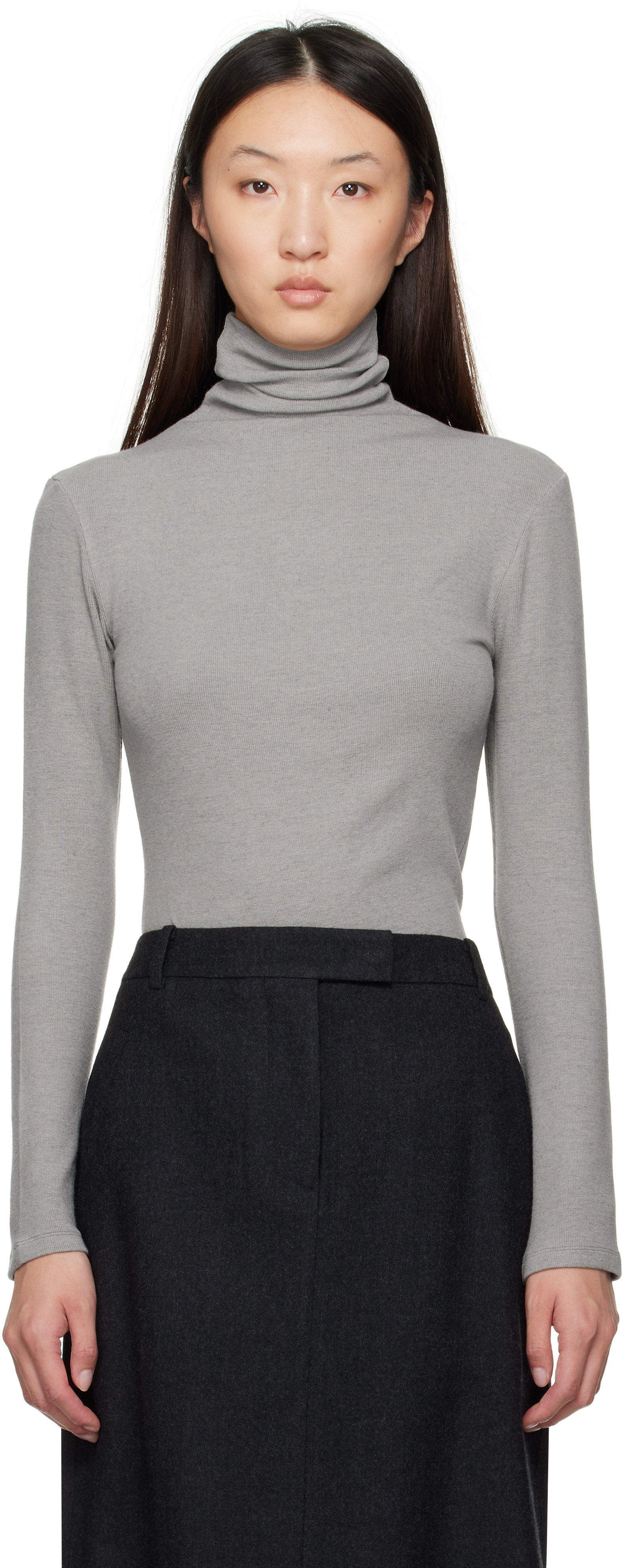 Gray Asymmetrical Turtleneck