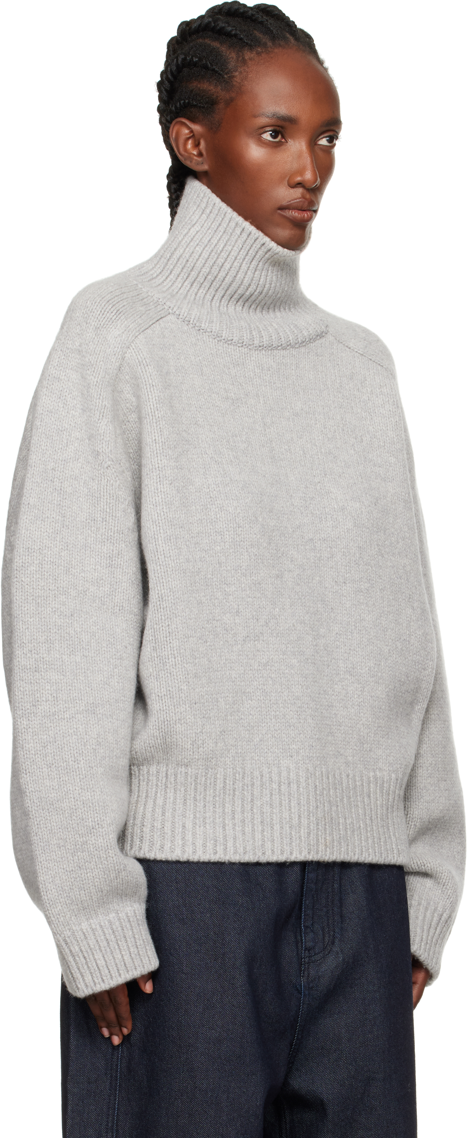 Le17septembre Gray Raglan Wool Turtleneck In Gray