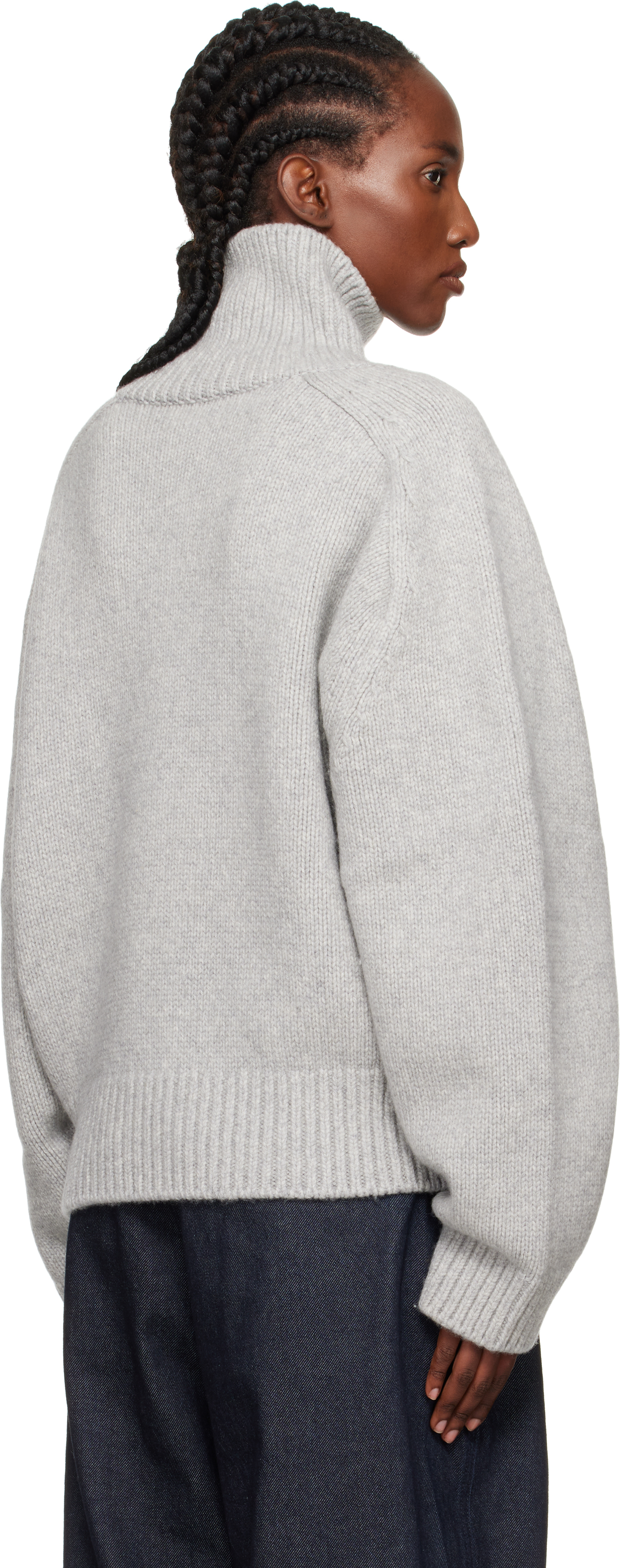 Le17septembre Gray Raglan Wool Turtleneck In Gray