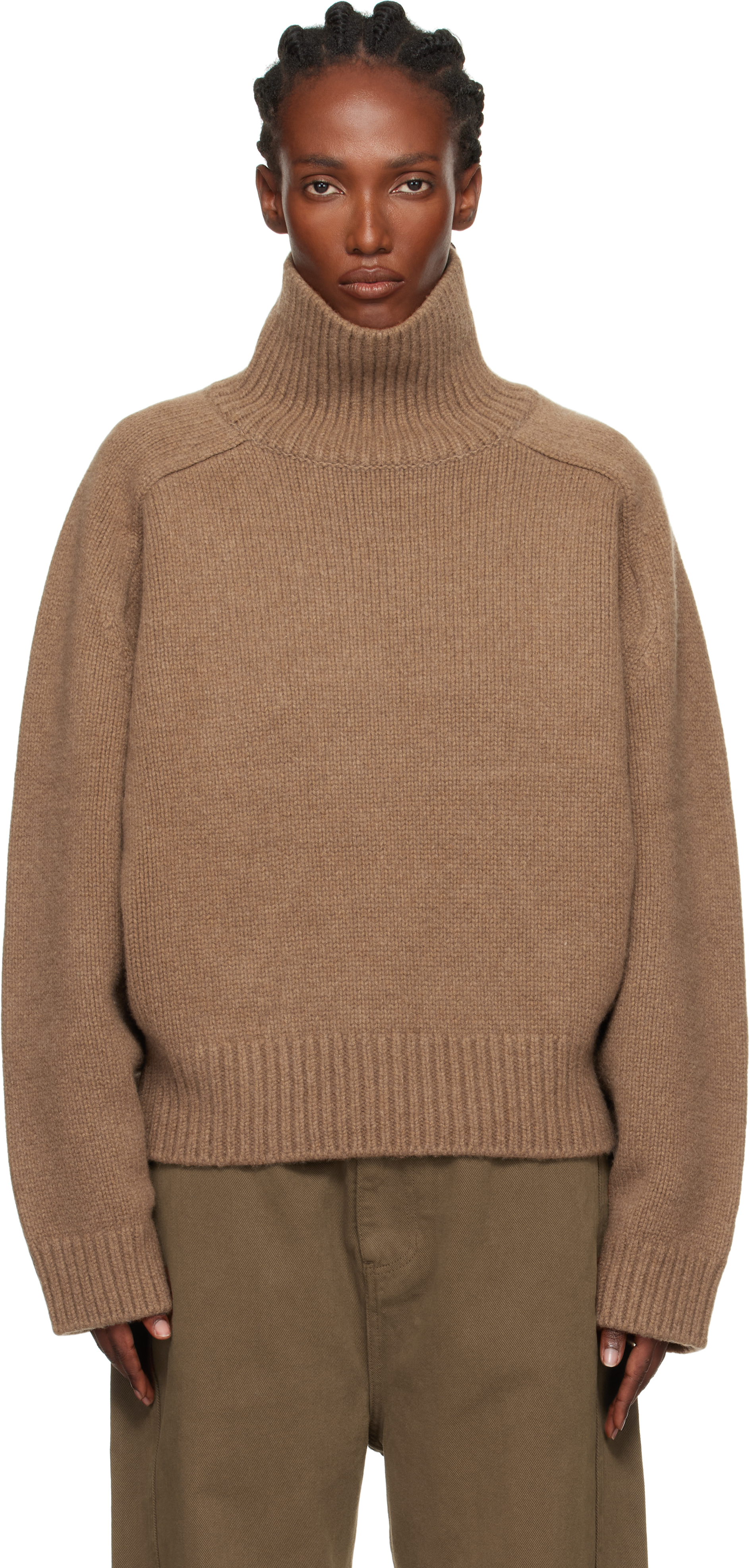 Le17septembre Brown Raglan Wool Turtleneck In Brown