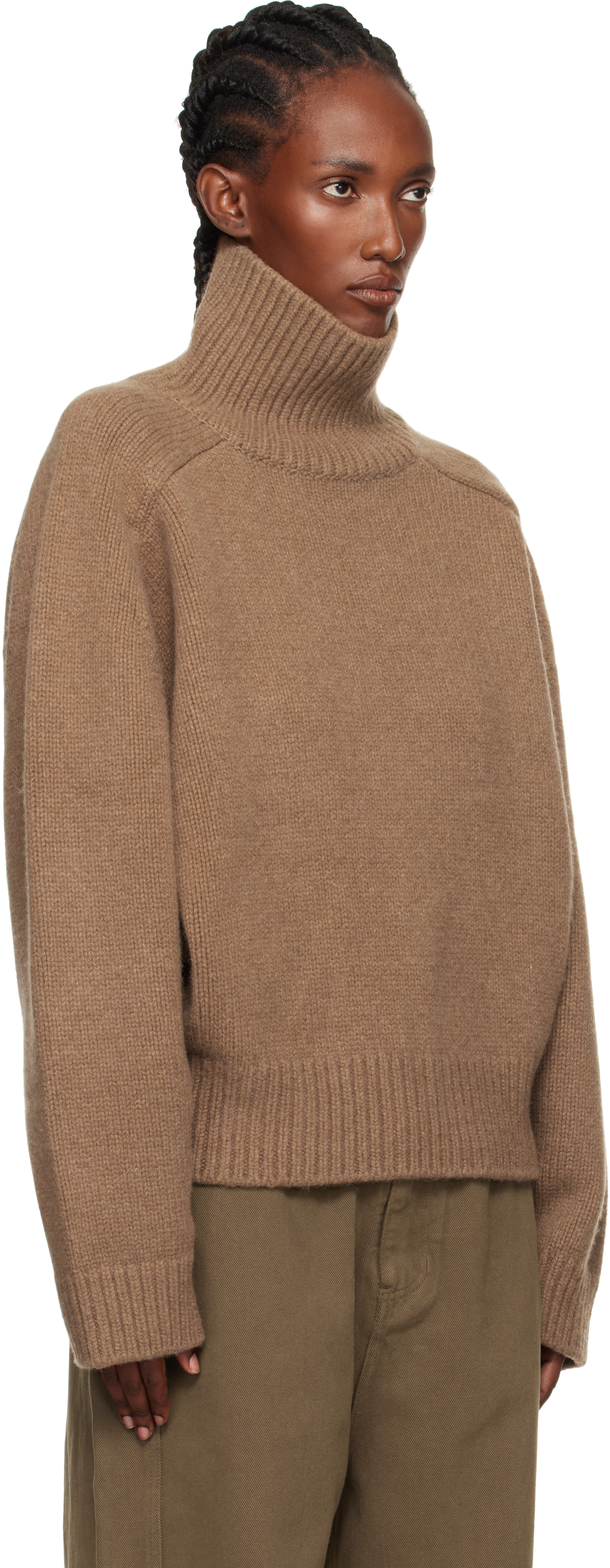 Le17septembre Brown Raglan Wool Turtleneck In Brown