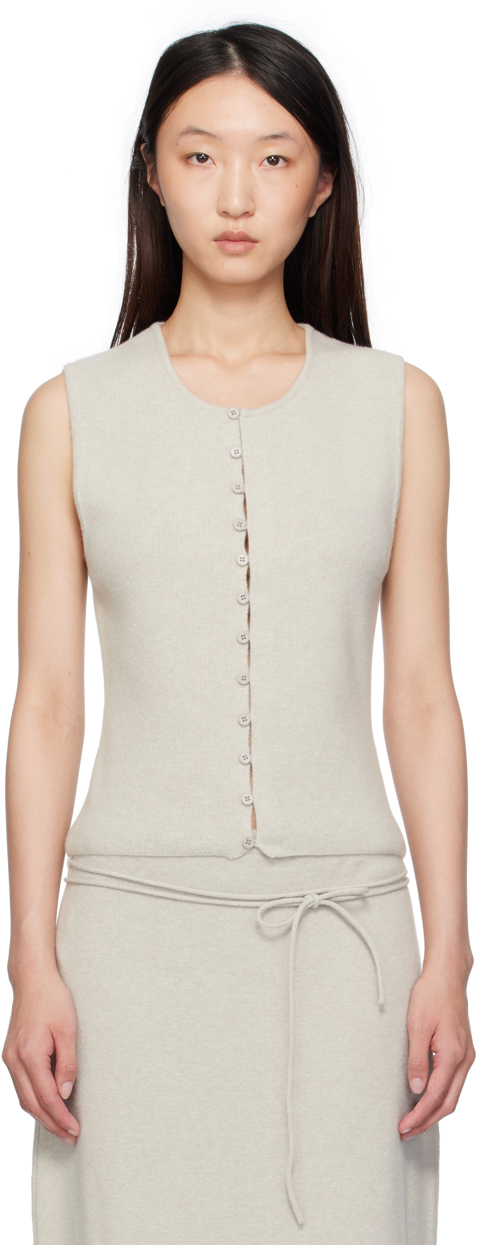Le17septembre Gray Button Down Knit Tank Top