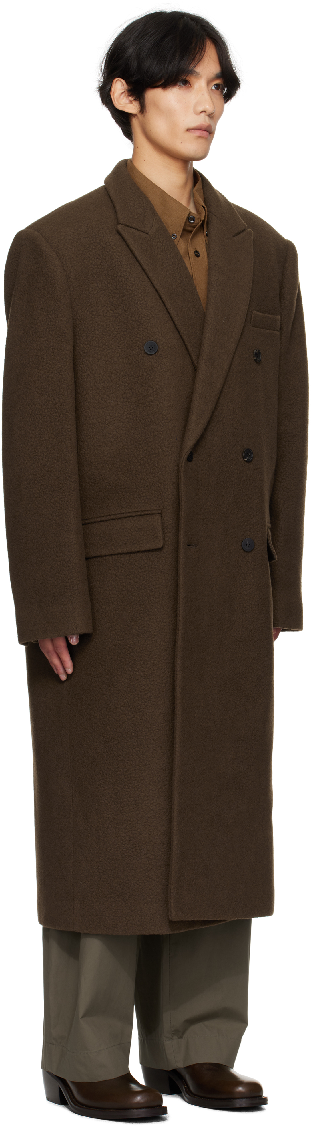 Le17septembre Brown Double-breasted Long Coat In Brown