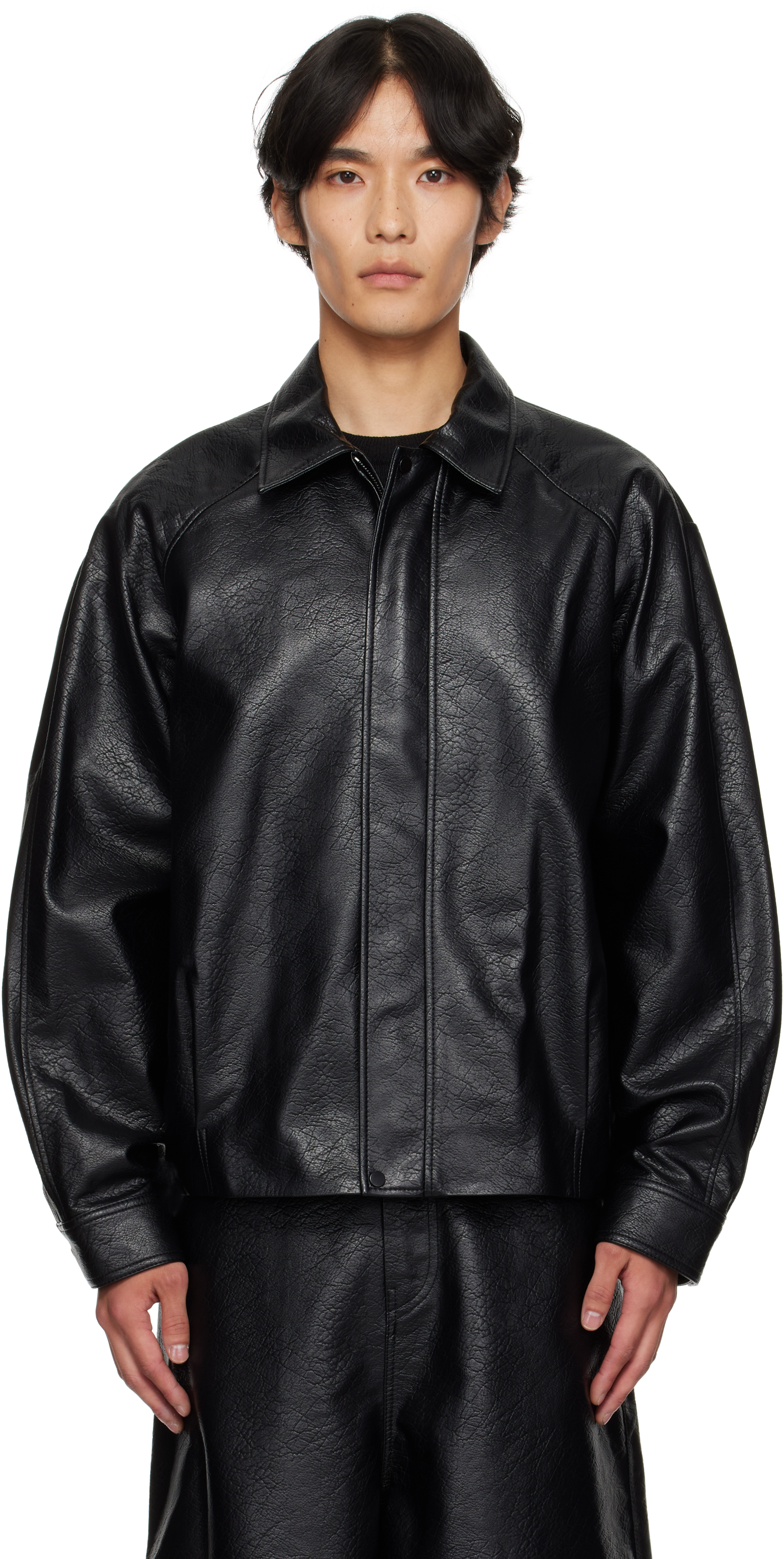Le17septembre Black Grained Faux-leather Jacket In Black